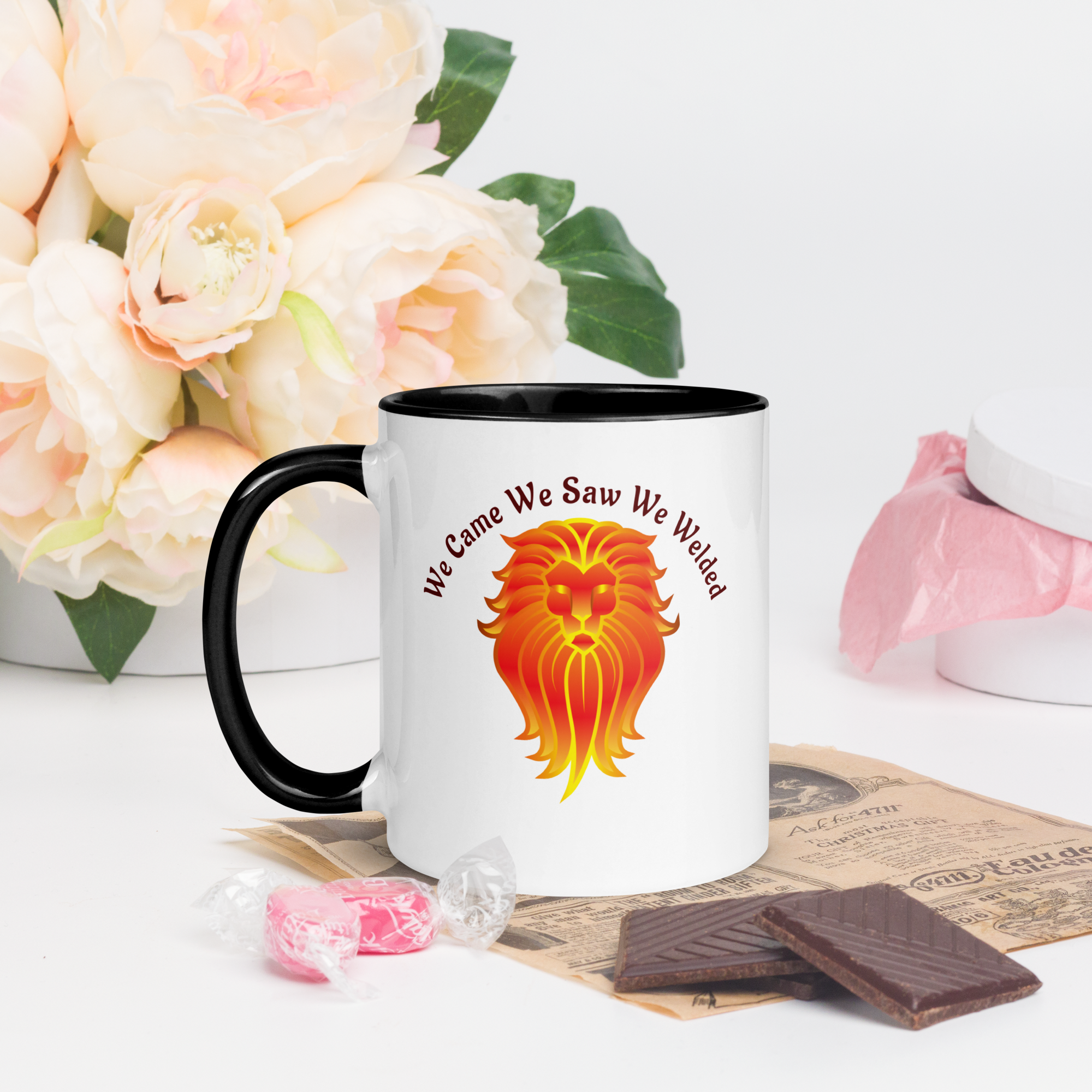 Ceramic Coffee Mug for Welders – Unique Welding Lion Artwork – 11oz & 15oz.