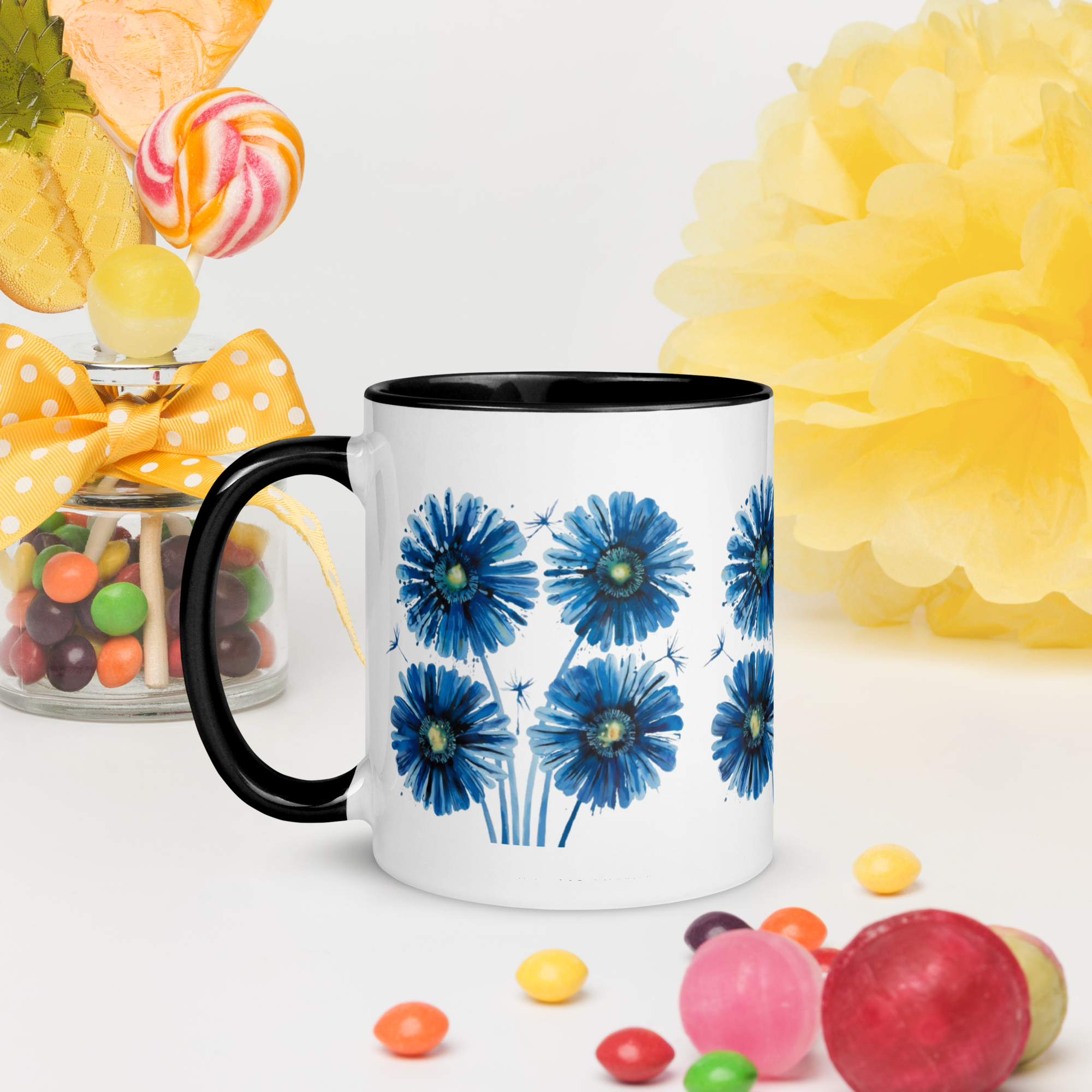 Blue Painting Coffee Mug – Artistic Ceramic Mug with Color Inside Description:.