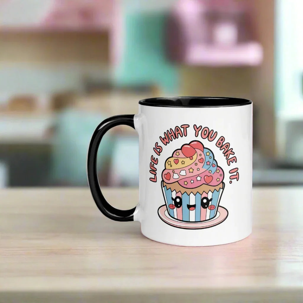 Cute Coffee Cup – White Ceramic Mug with Color Inside (11 oz & 15 oz) - RaZits