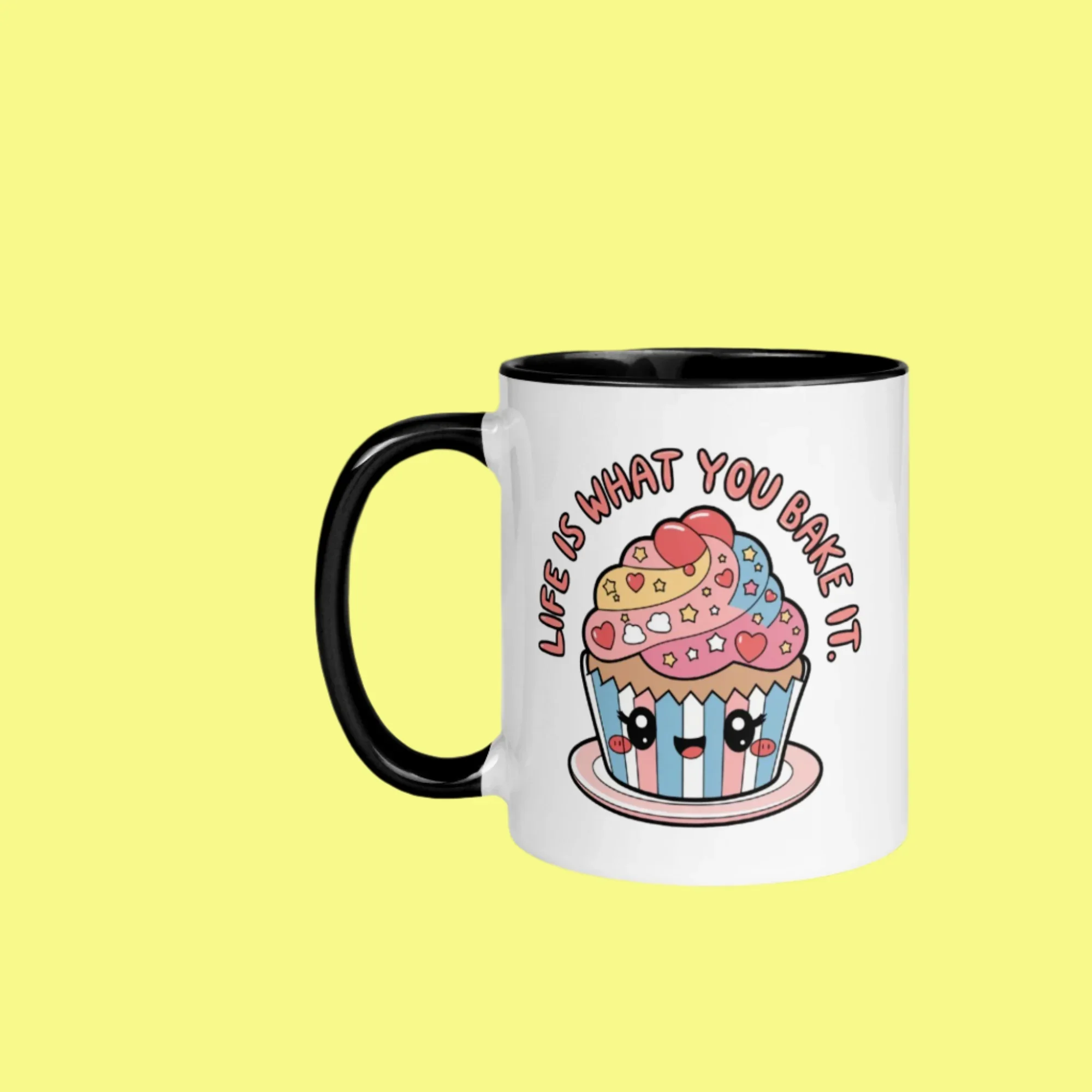 Cute Coffee Cup – White Ceramic Mug with Color Inside (11 oz & 15 oz) - RaZits