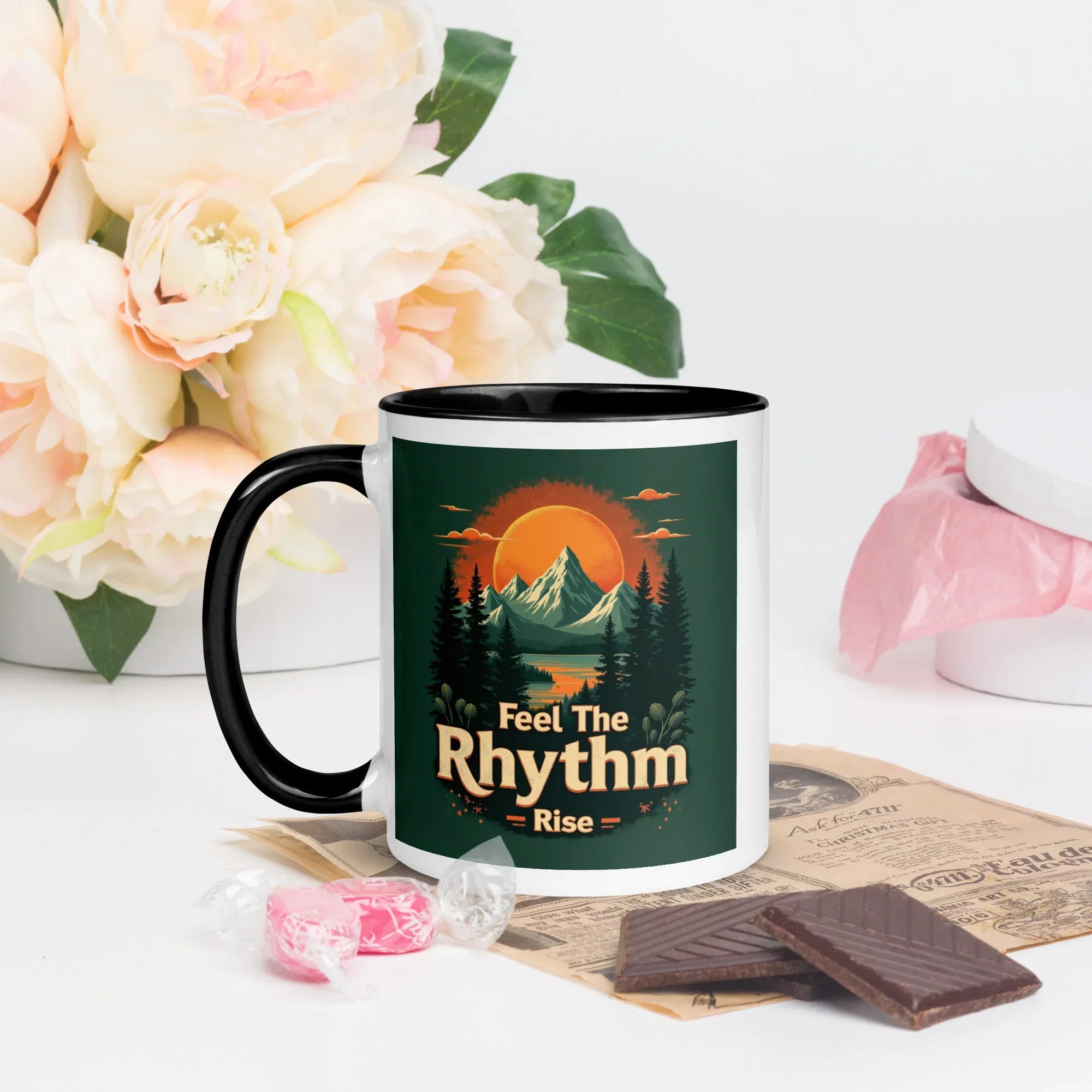 Feel The Rhythm Rise Mug – Nature-Inspired Sunrise Groove - RaZits
