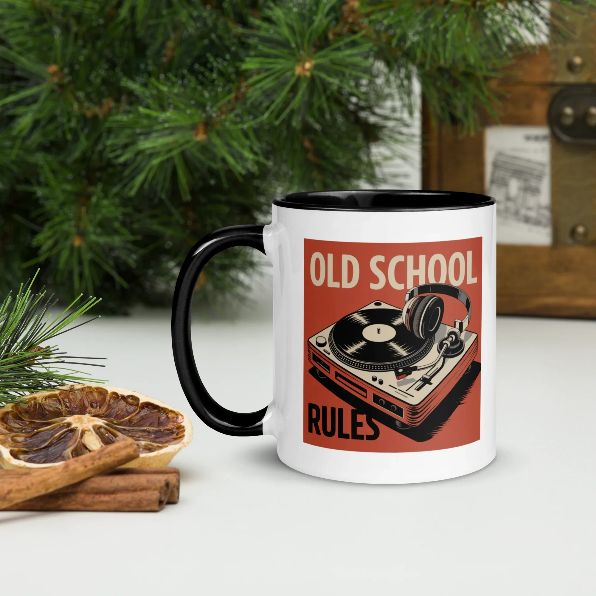 Old School Rules Mug – Vintage Vinyl DJ Vibes - RaZits