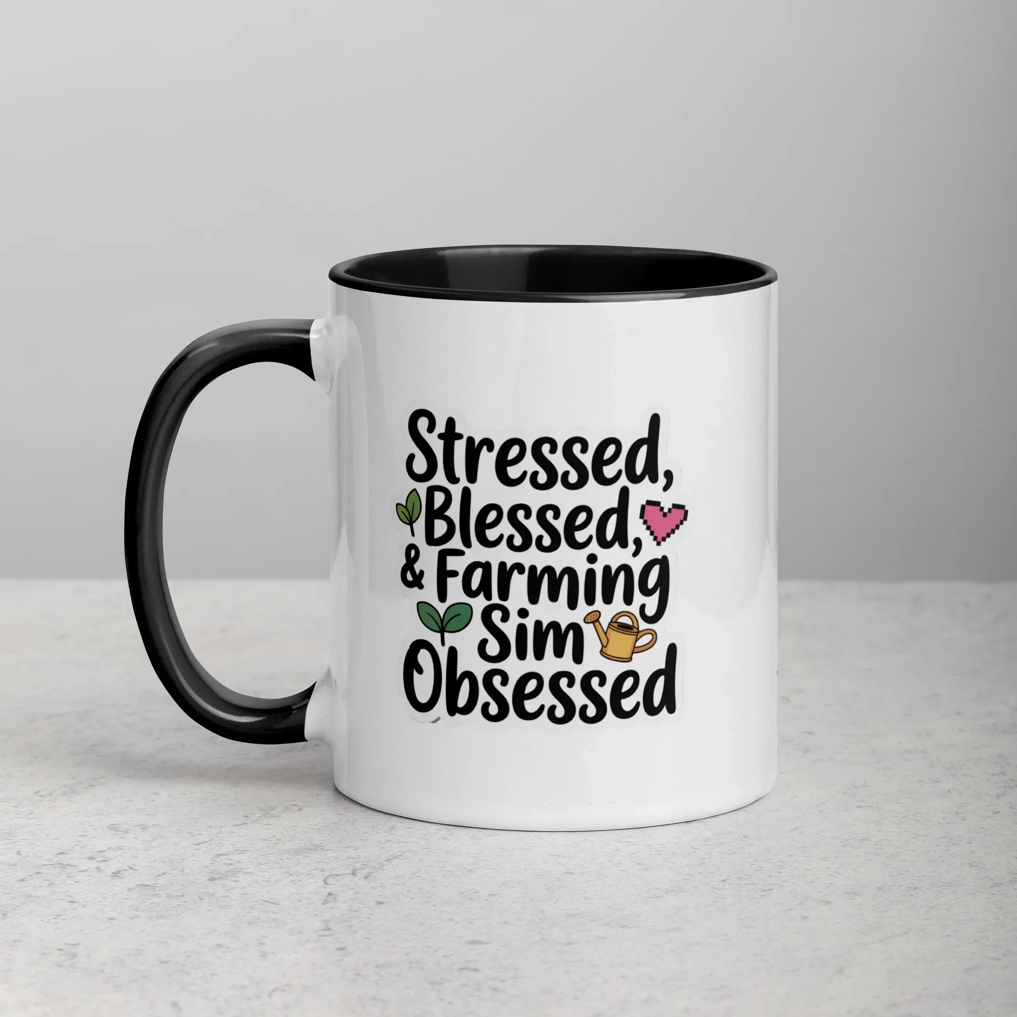 Stressed Blessed & Farming Sim Obsessed Design – Cozy Gamer Pixel Art Mug - RaZits