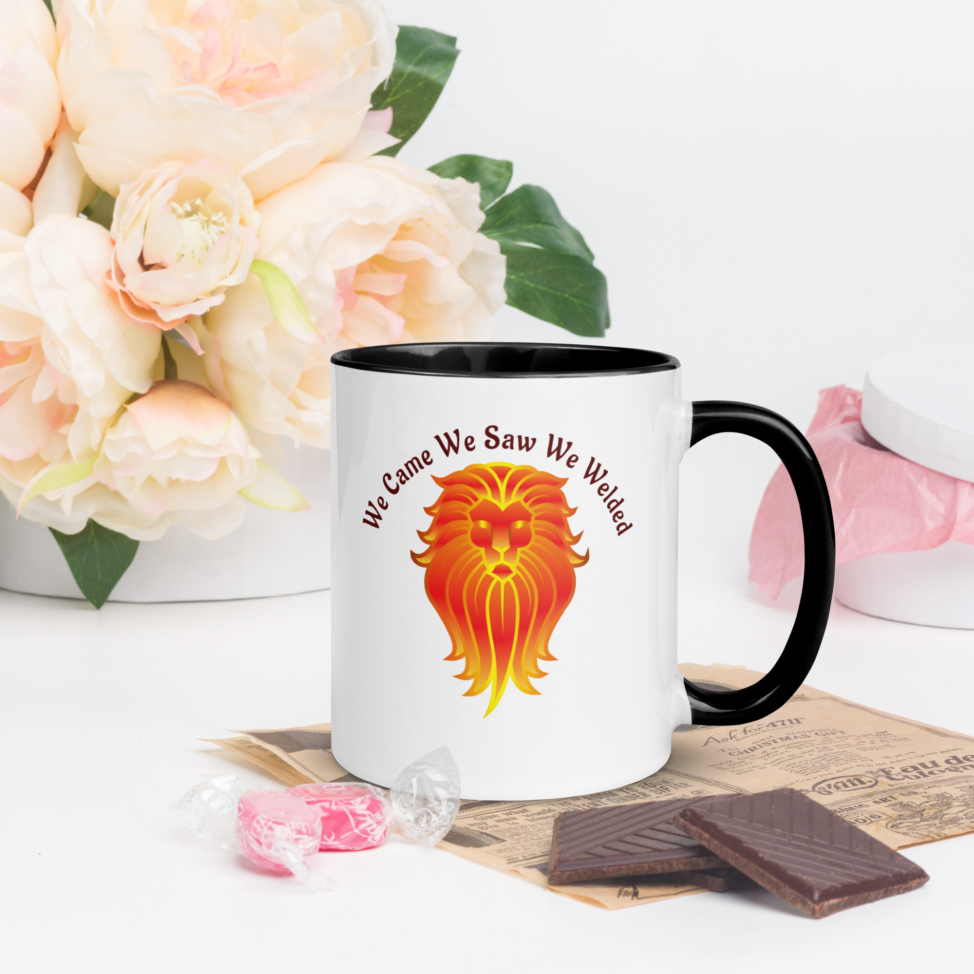 Ceramic Coffee Mug for Welders – Unique Welding Lion Artwork – 11oz & 15oz.