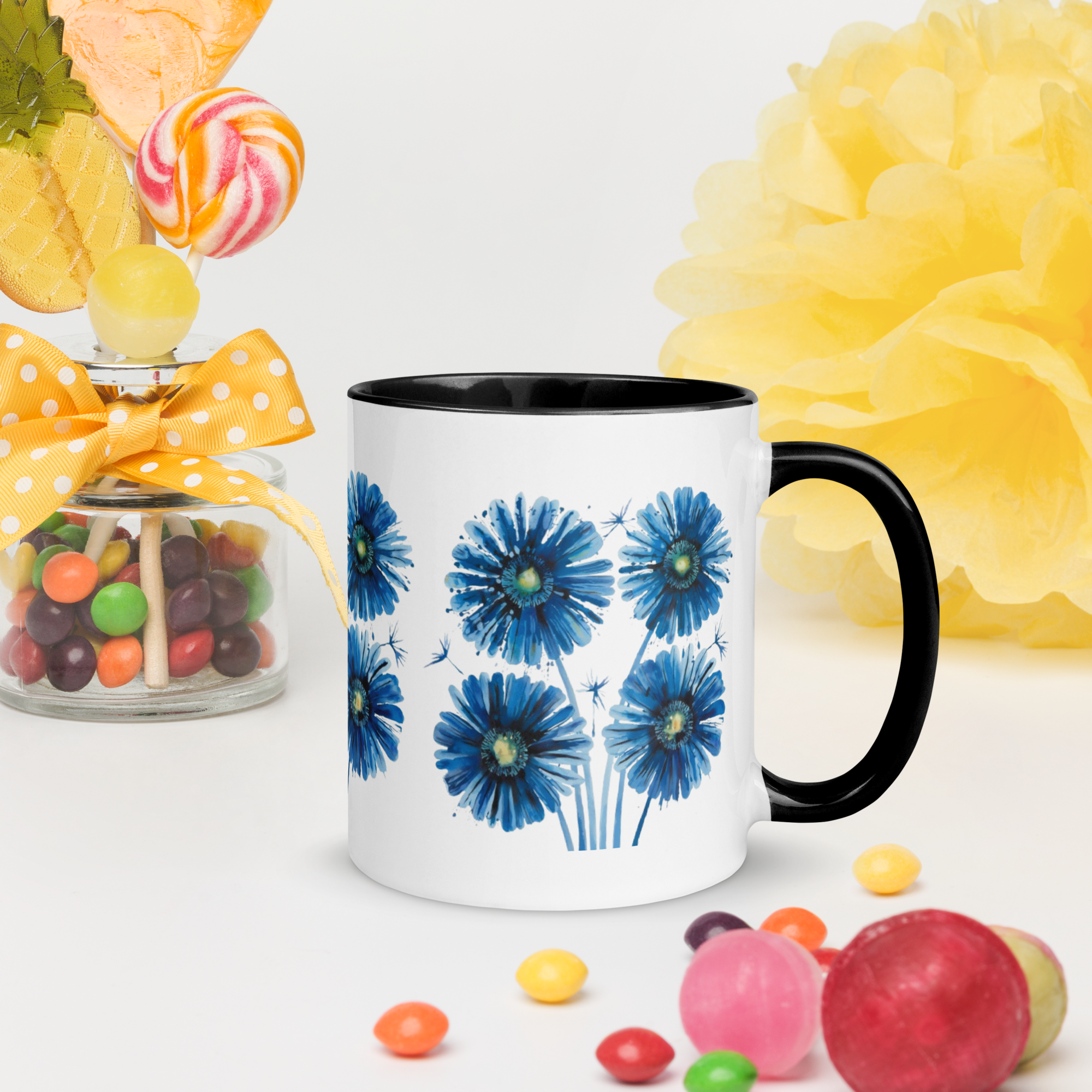 Blue Painting Coffee Mug – Artistic Ceramic Mug with Color Inside Description:.