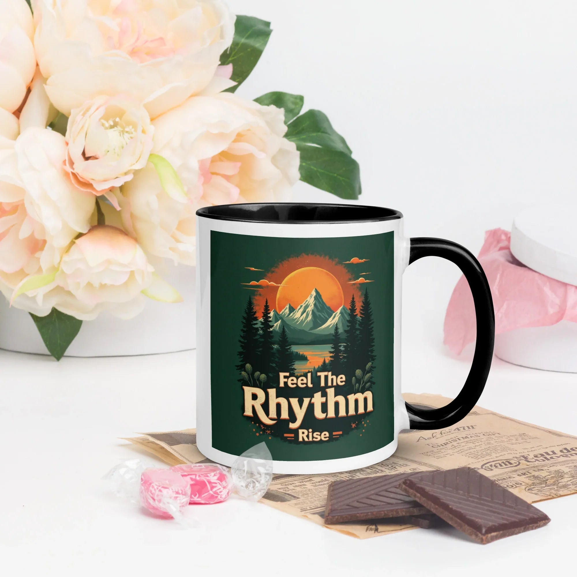 Feel The Rhythm Rise Mug – Nature-Inspired Sunrise Groove - RaZits