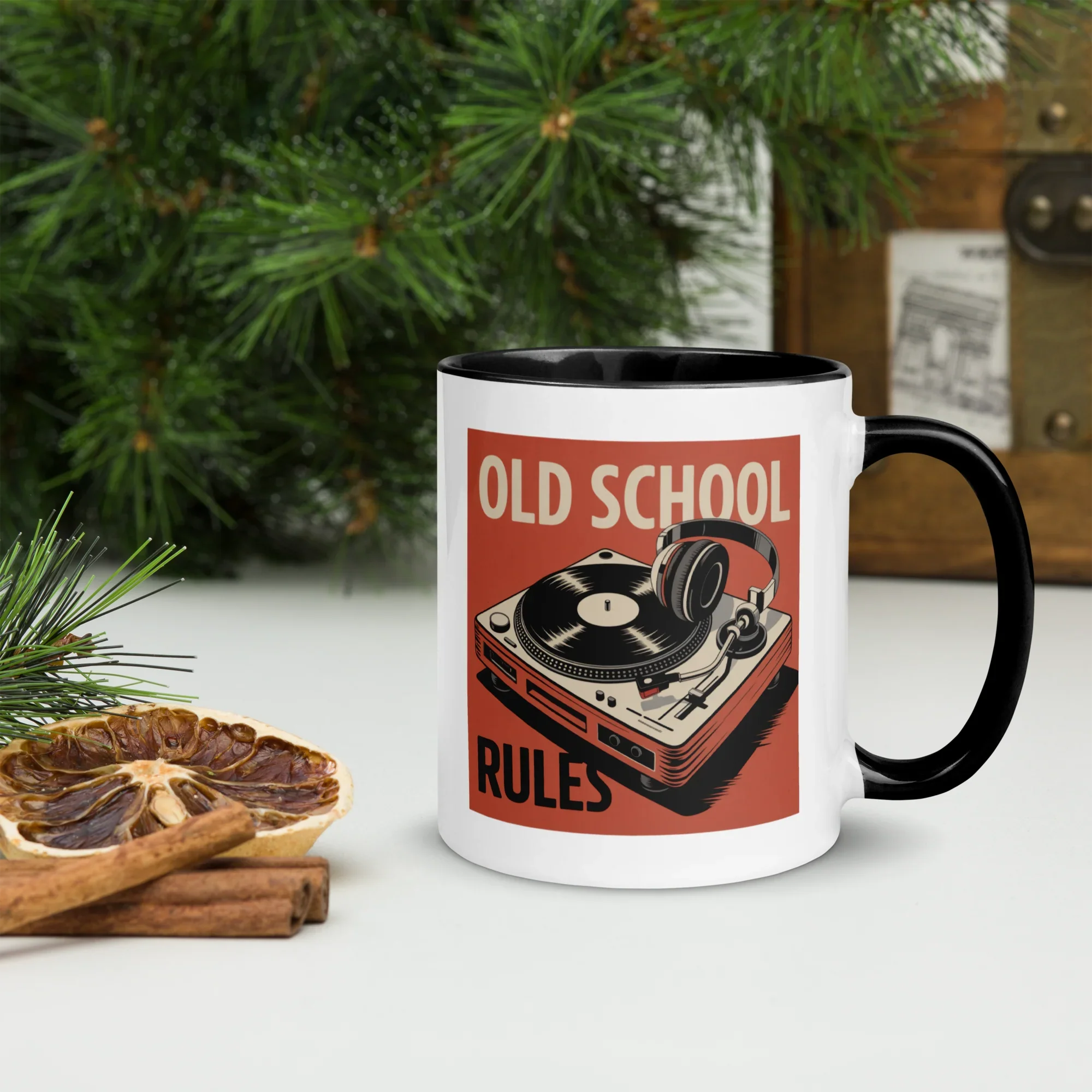 Old School Rules Mug – Vintage Vinyl DJ Vibes - RaZits