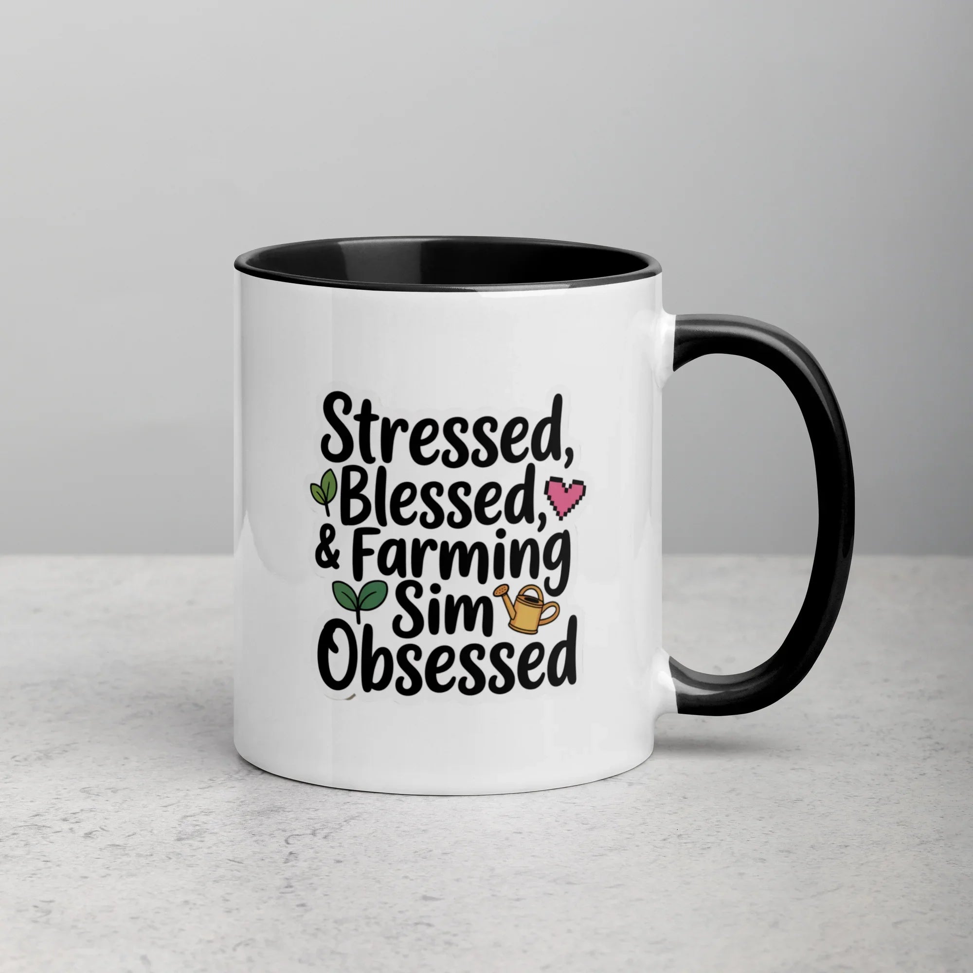 Stressed Blessed & Farming Sim Obsessed Design – Cozy Gamer Pixel Art Mug - RaZits