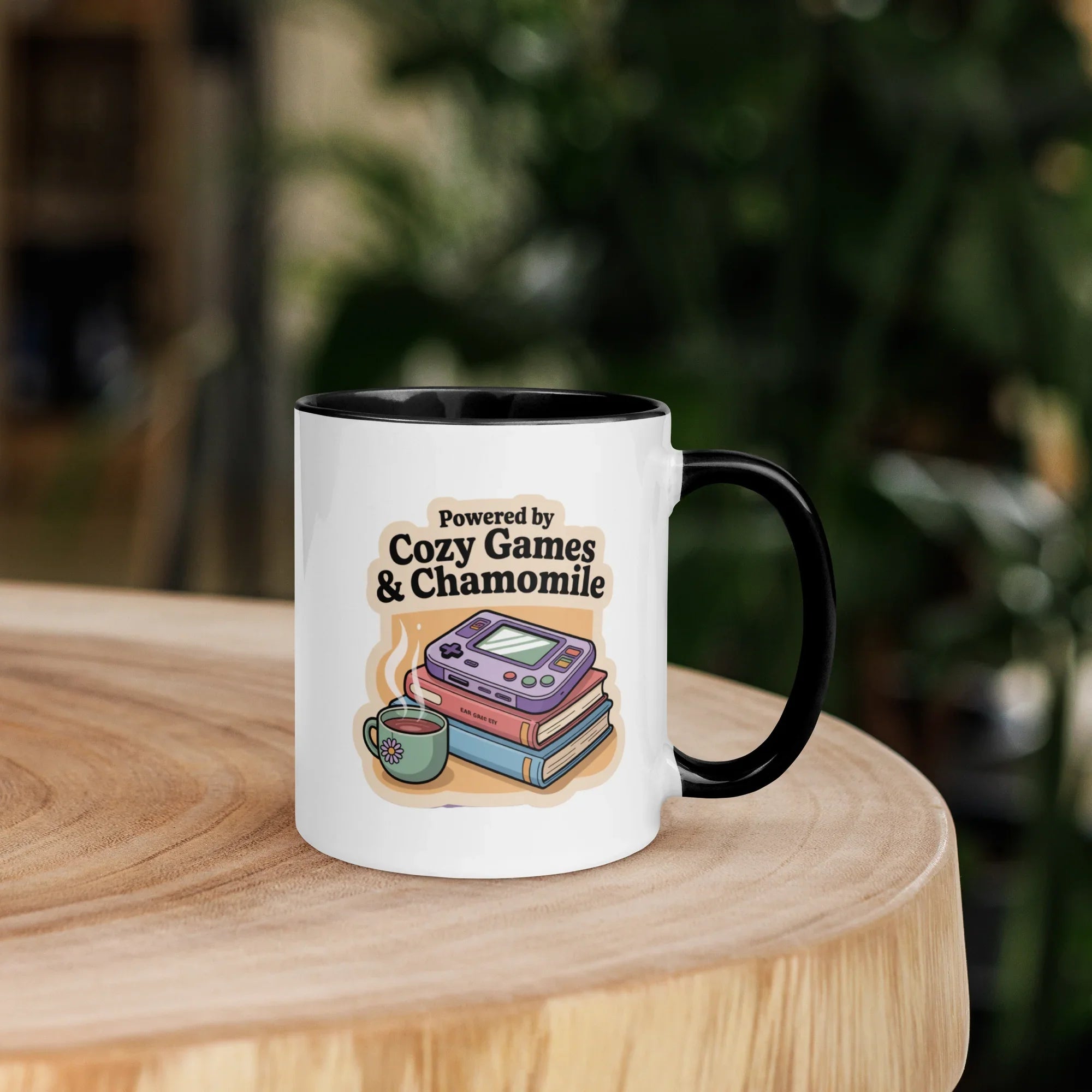 Powered by Cozy Games and Chamomile – Wholesome Gamer Design Mug - RaZits