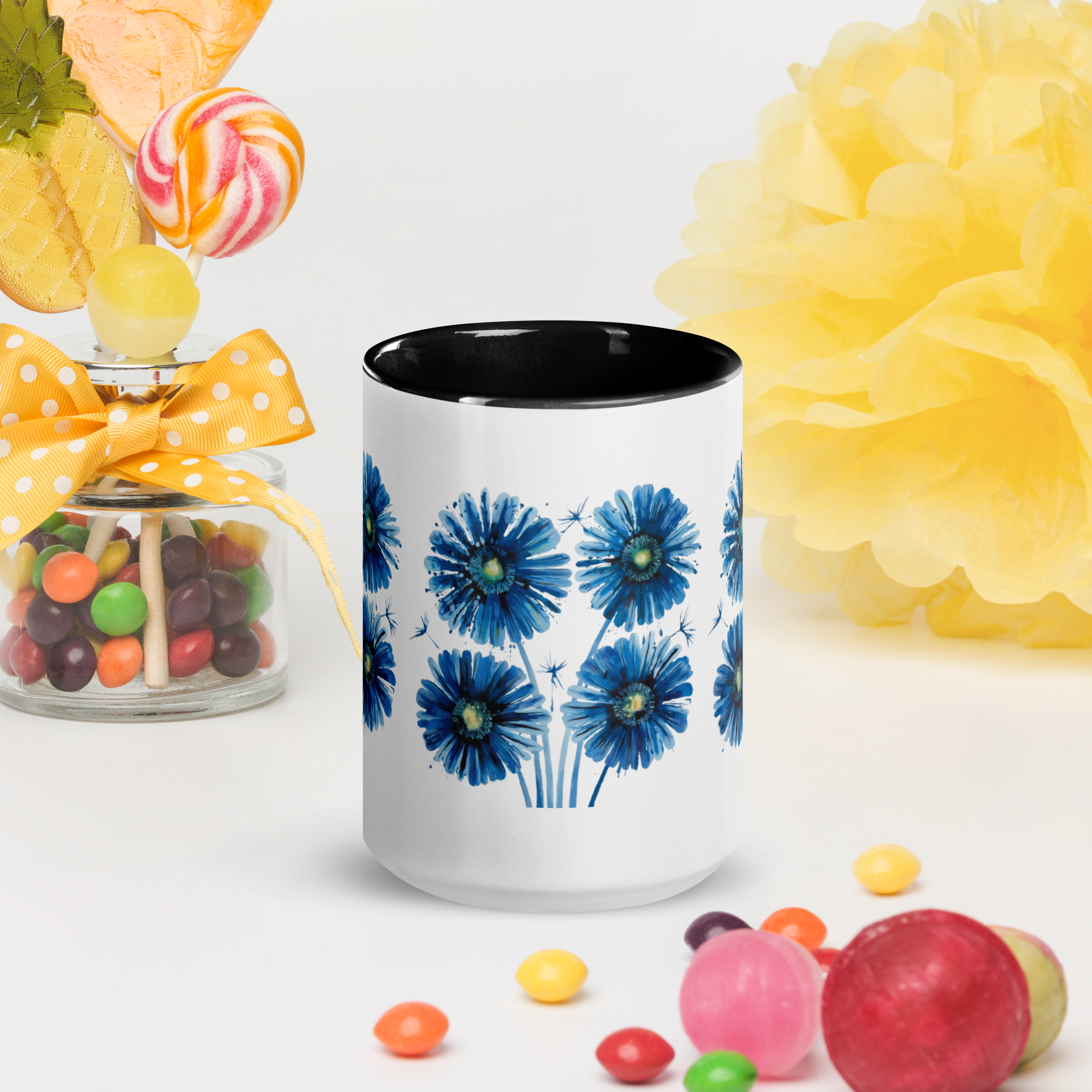 Blue Painting Coffee Mug – Artistic Ceramic Mug with Color Inside Description:.