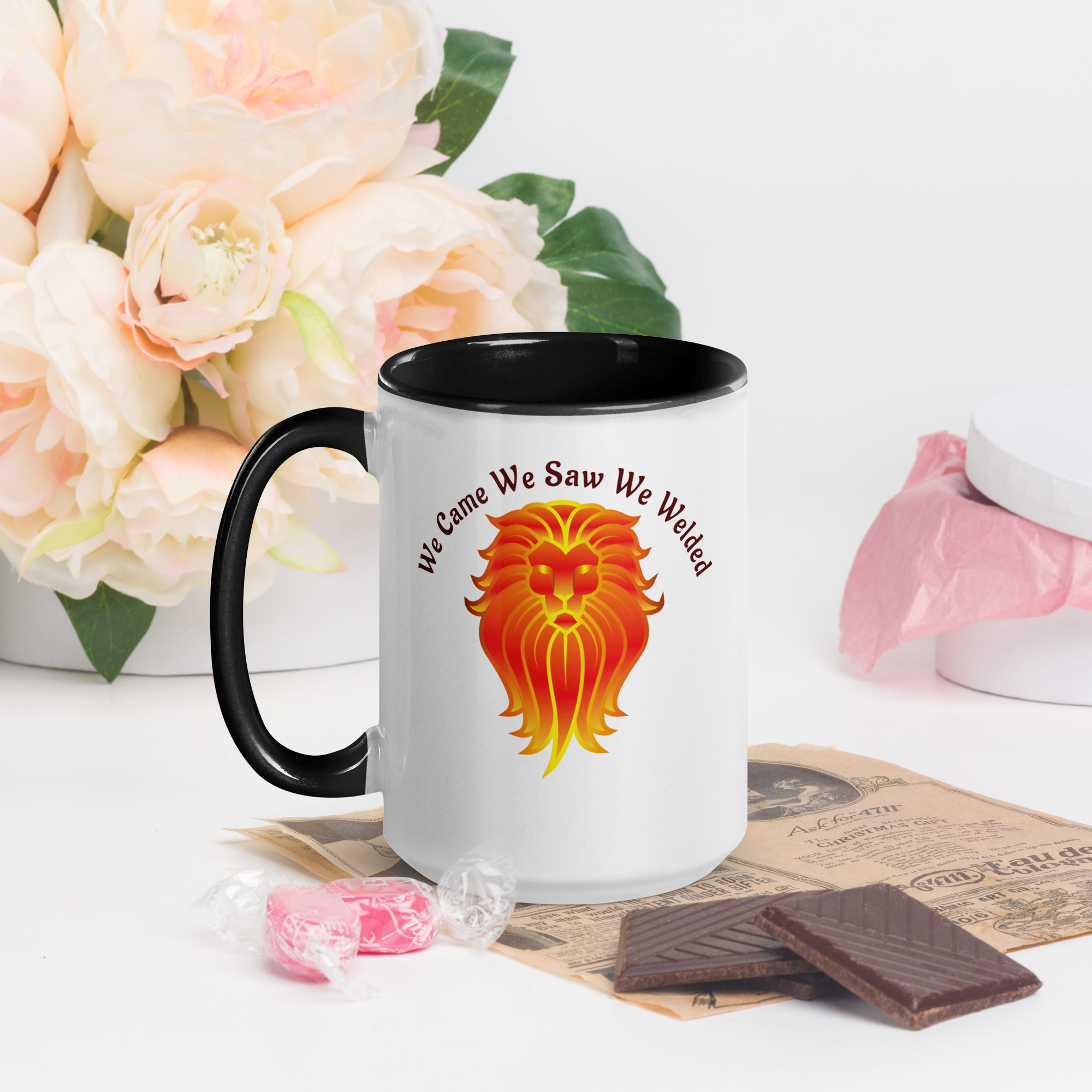 Ceramic Coffee Mug for Welders – Unique Welding Lion Artwork – 11oz & 15oz.