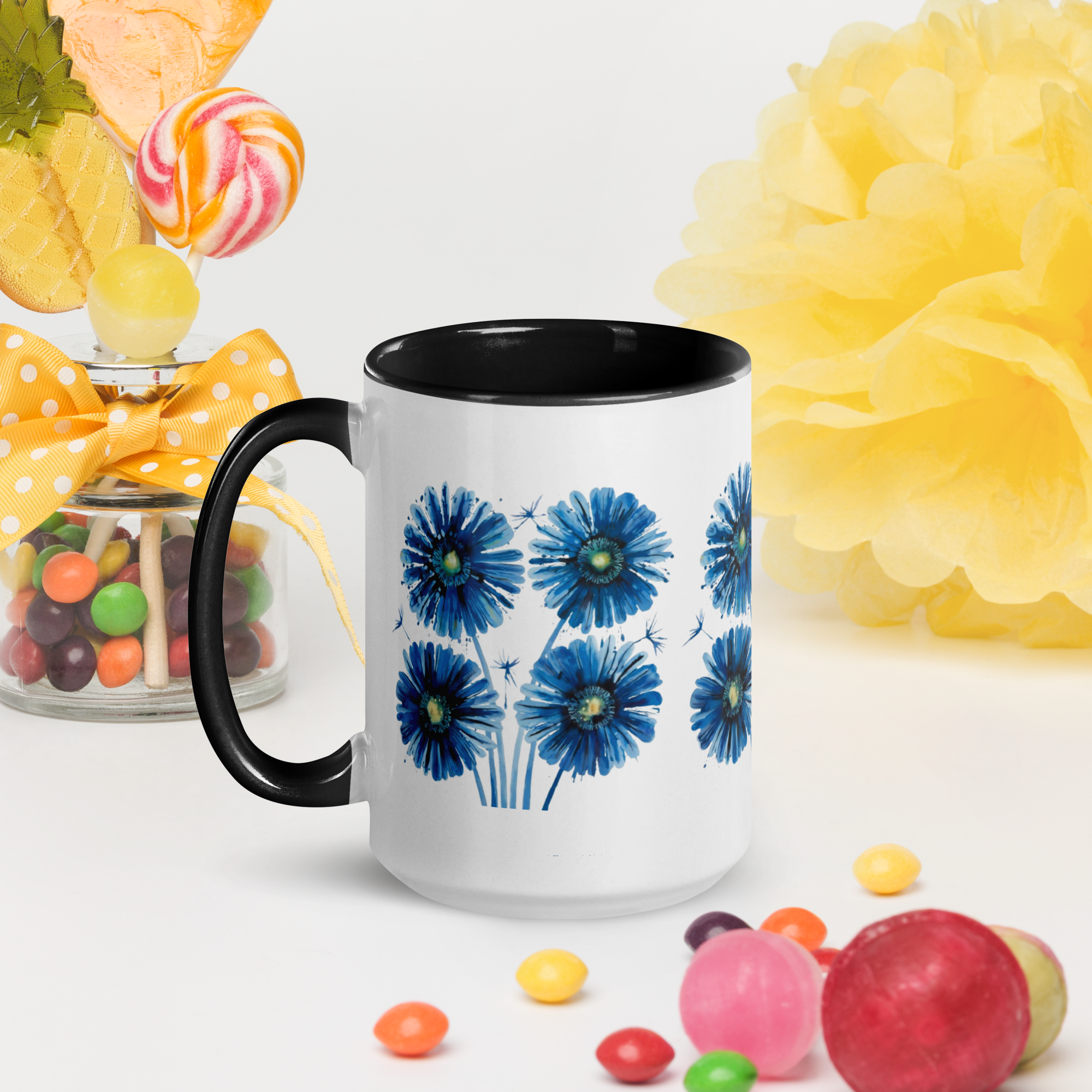 Blue Painting Coffee Mug – Artistic Ceramic Mug with Color Inside Description:.