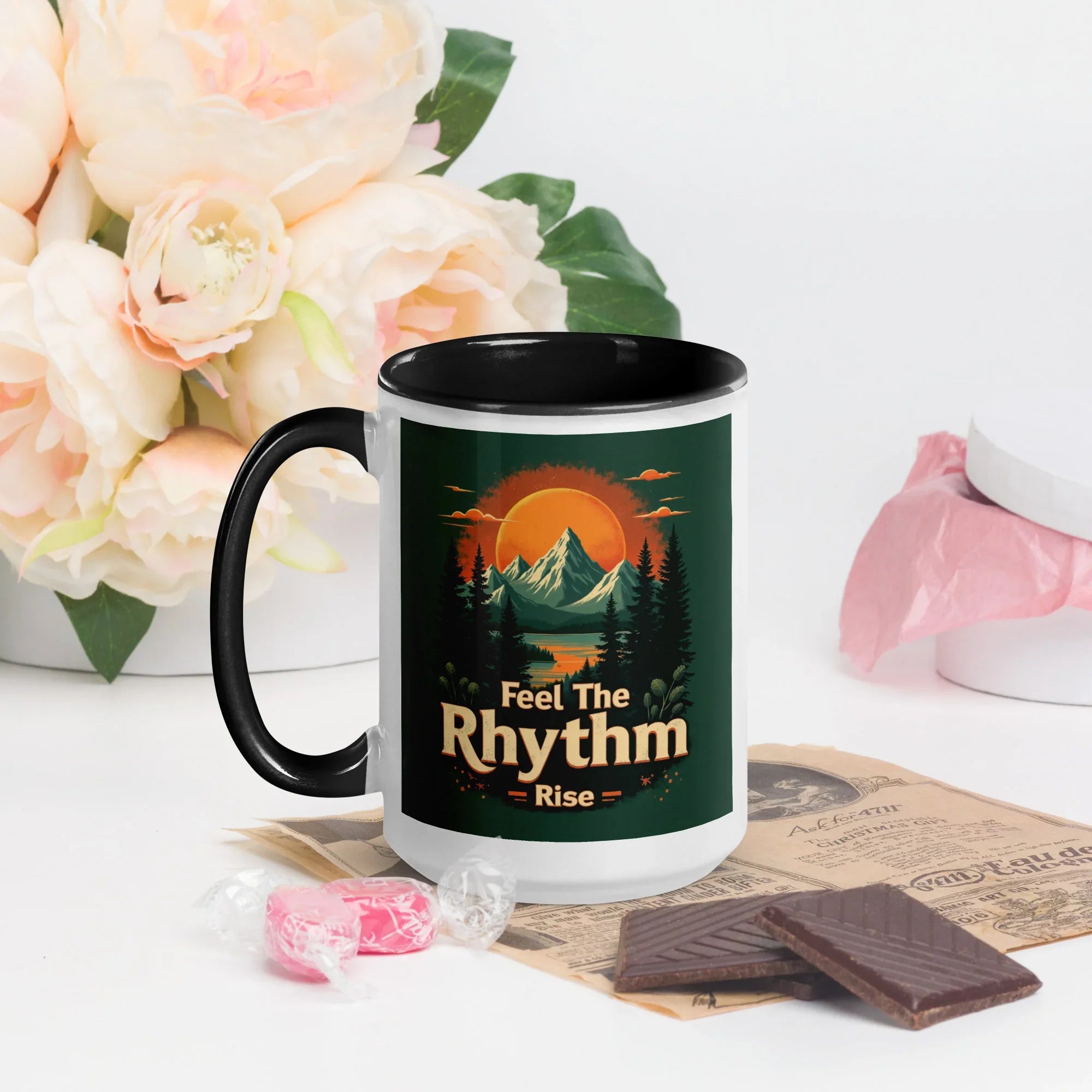 Feel The Rhythm Rise Mug – Nature-Inspired Sunrise Groove - RaZits