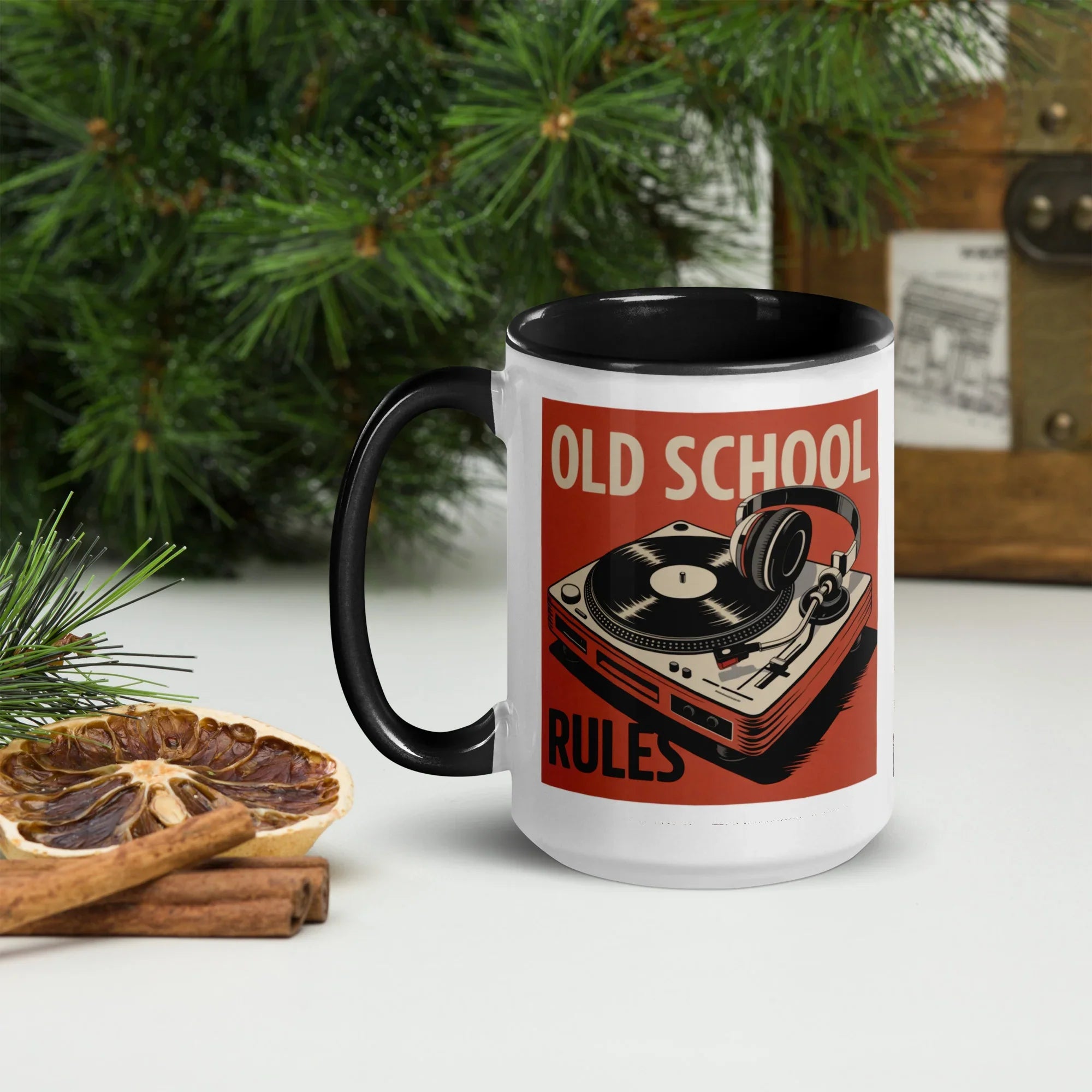 Old School Rules Mug – Vintage Vinyl DJ Vibes - RaZits