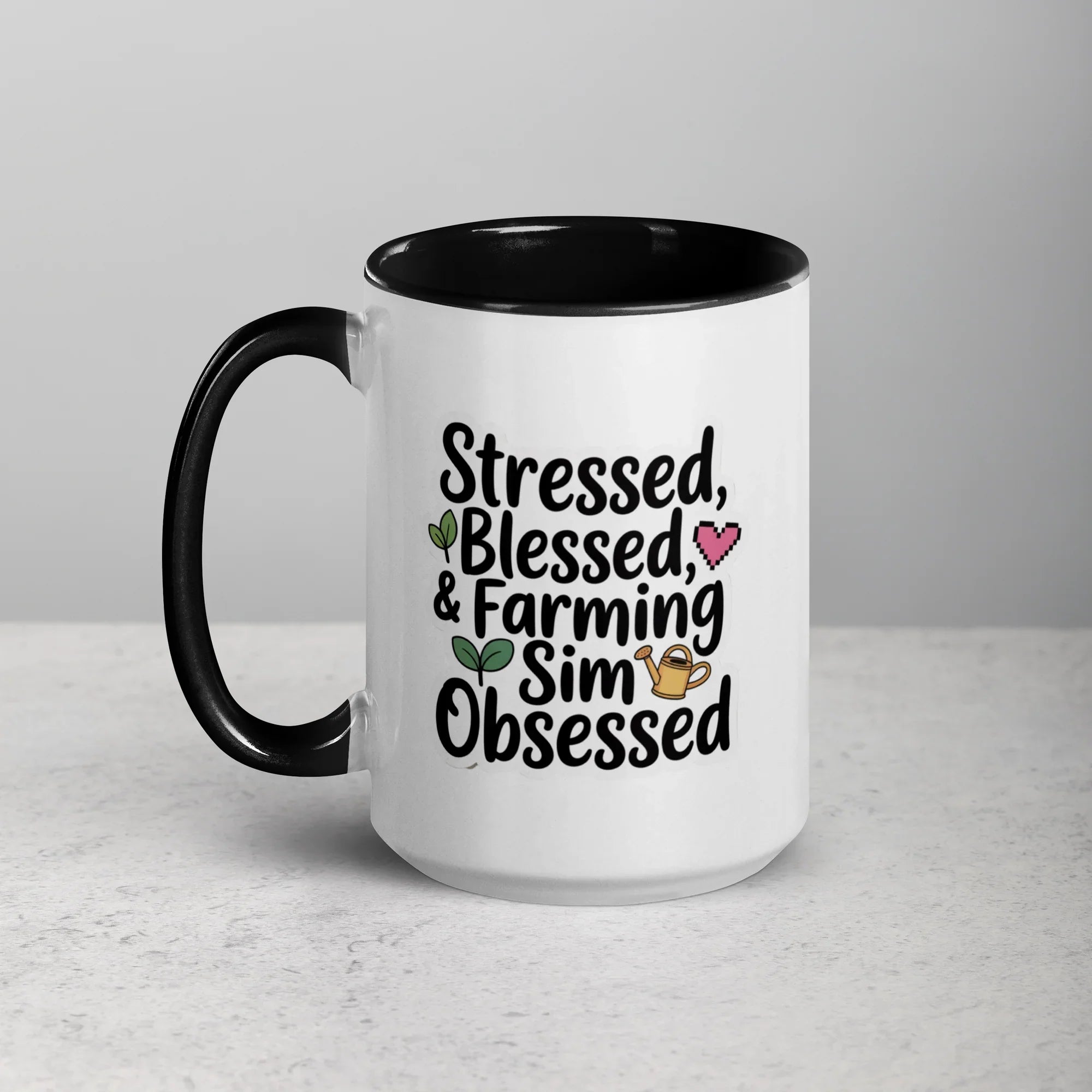 Stressed Blessed & Farming Sim Obsessed Design – Cozy Gamer Pixel Art Mug - RaZits