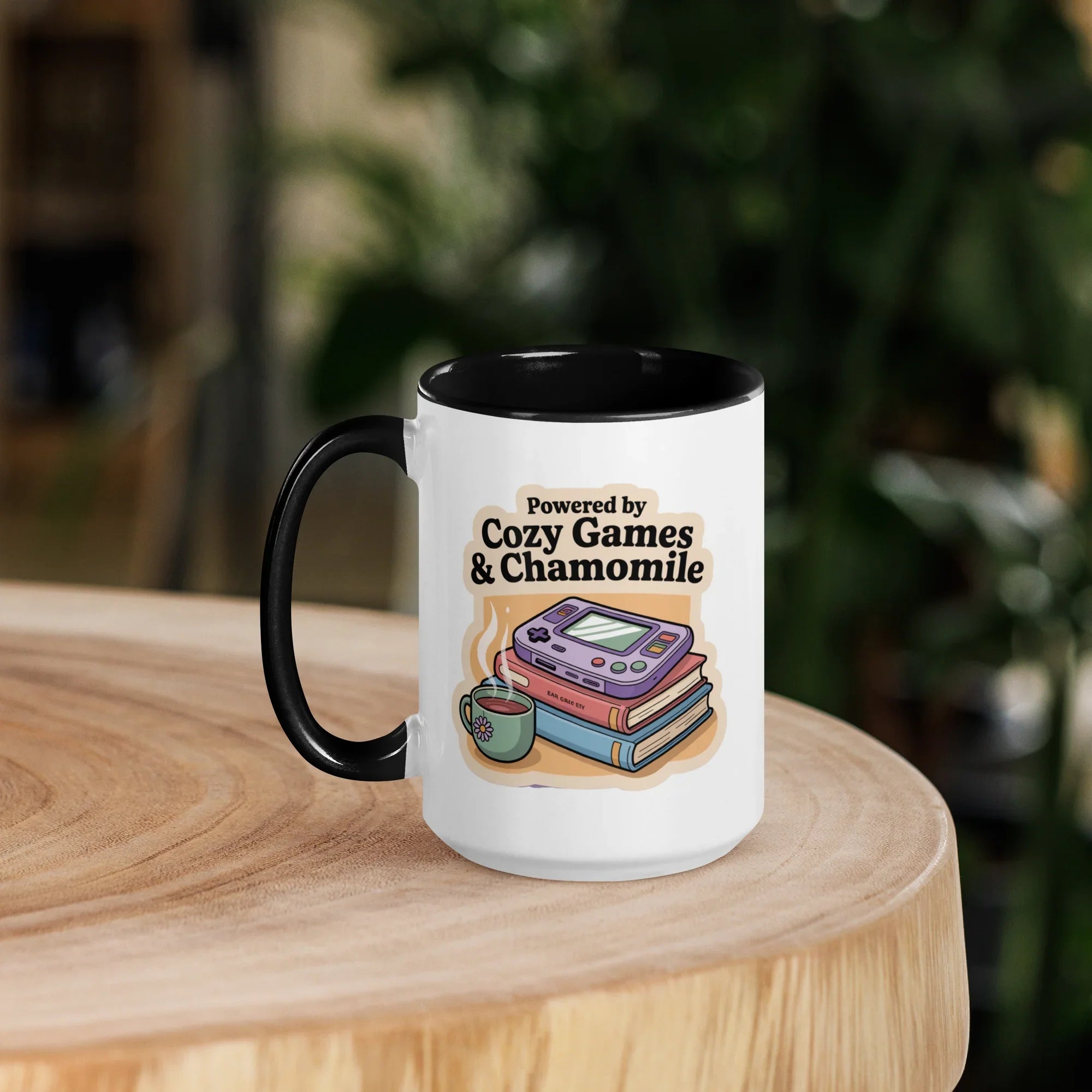 Powered by Cozy Games and Chamomile – Wholesome Gamer Design Mug - RaZits