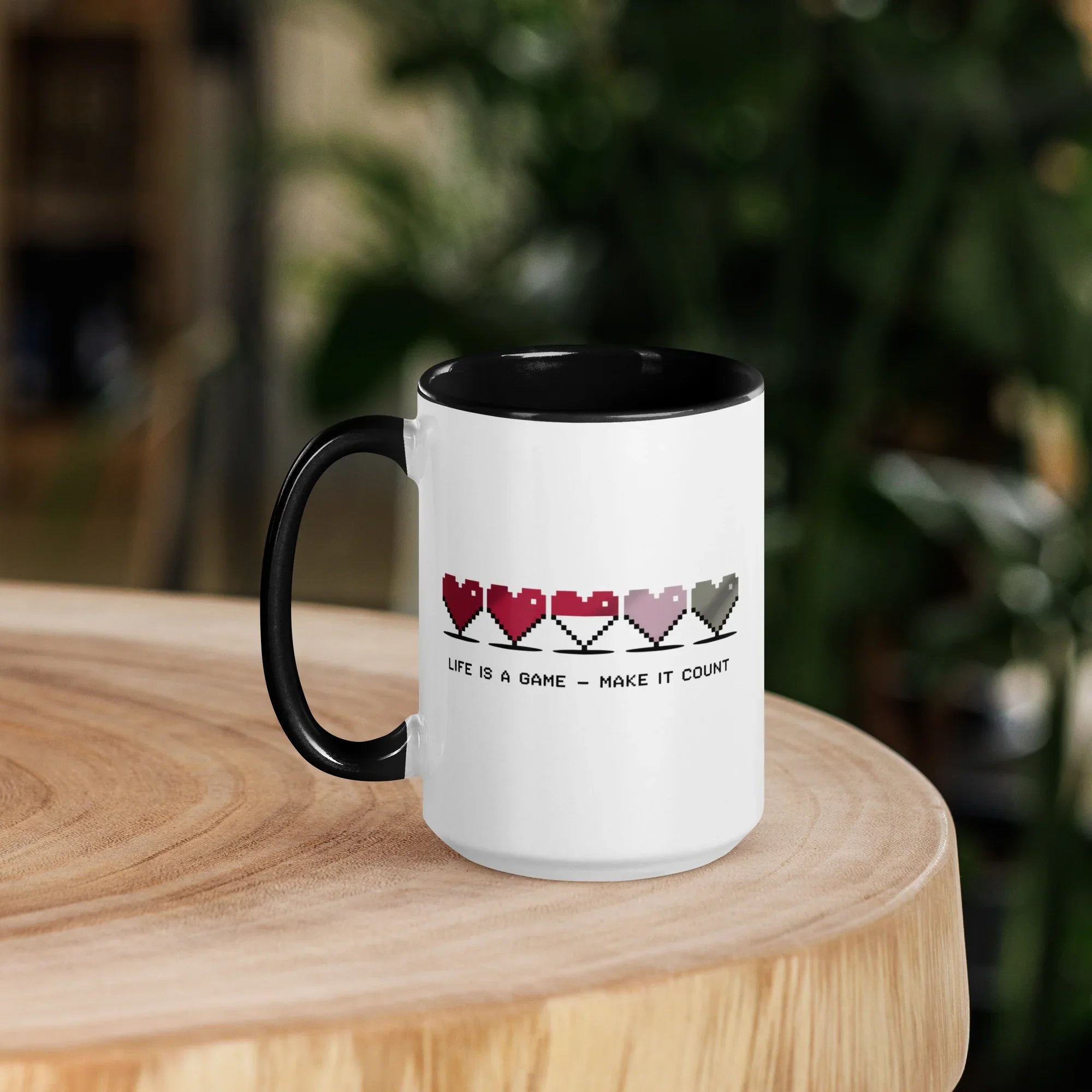 Life is a Game – Make It Count Pixel Heart Mug - RaZits