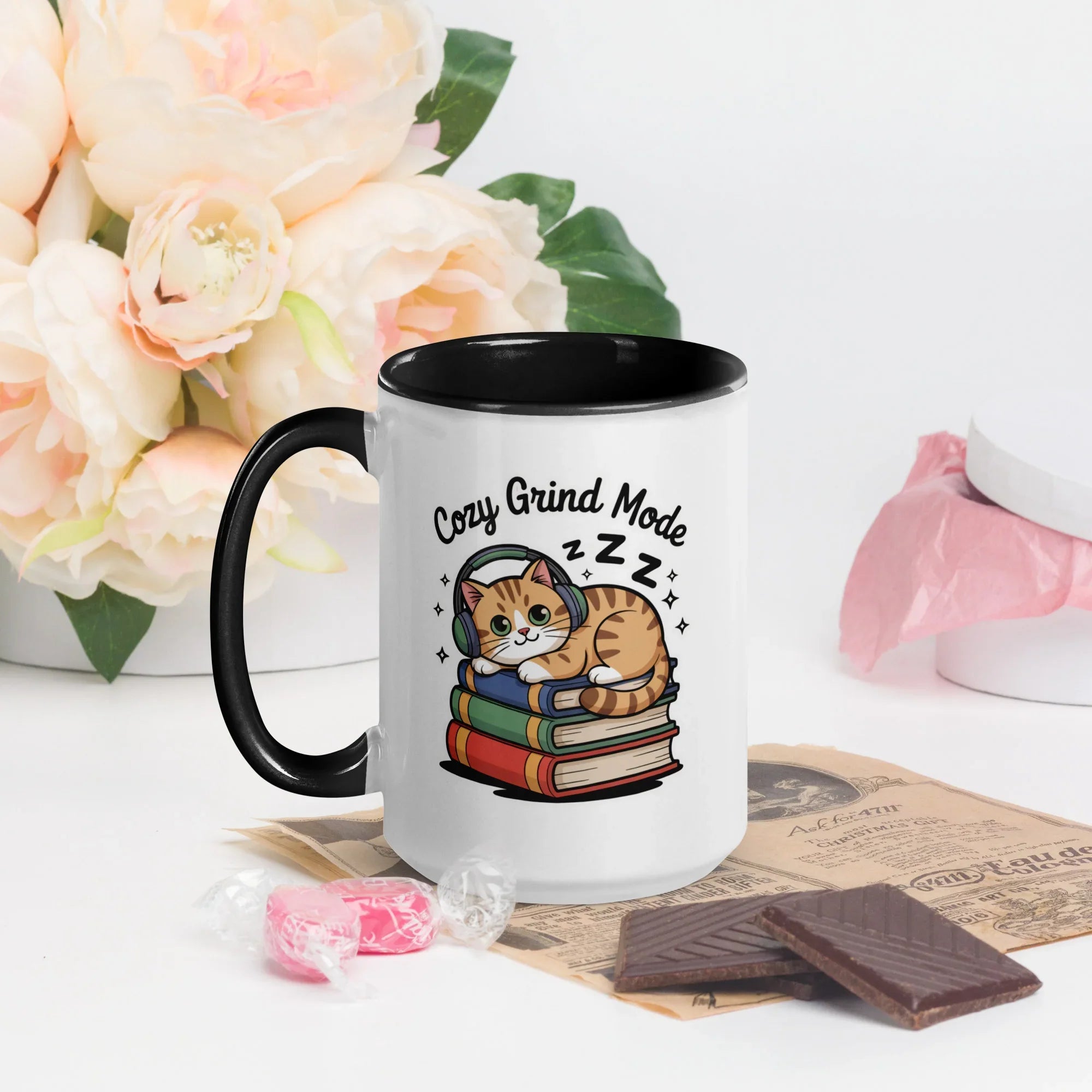 Cozy Grind Mode Cat Mug – Chill Gamer Cat Design for Study and Stream Sessions - RaZits