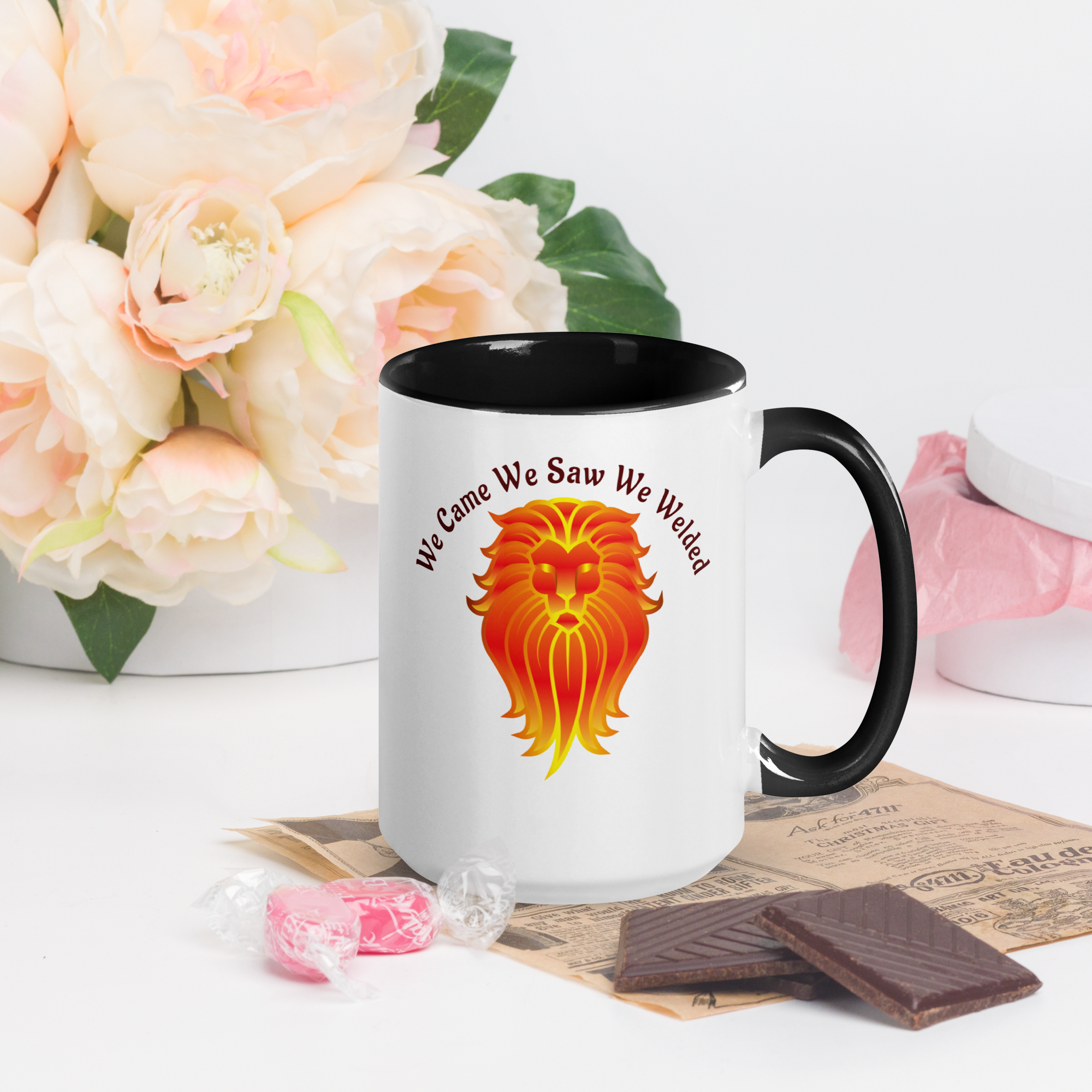 Ceramic Coffee Mug for Welders – Unique Welding Lion Artwork – 11oz & 15oz.