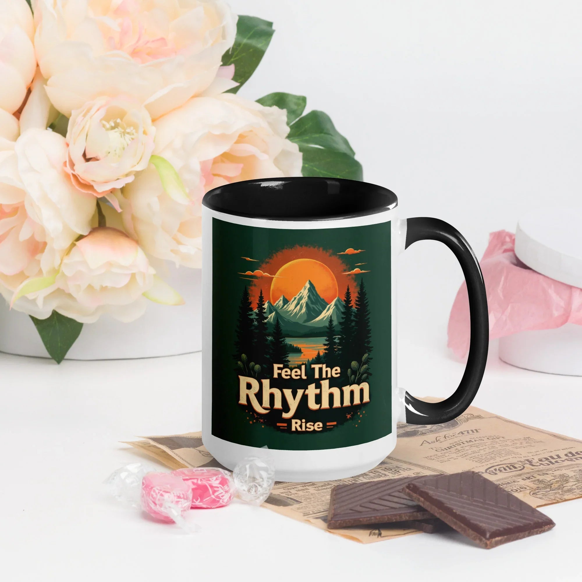 Feel The Rhythm Rise Mug – Nature-Inspired Sunrise Groove - RaZits