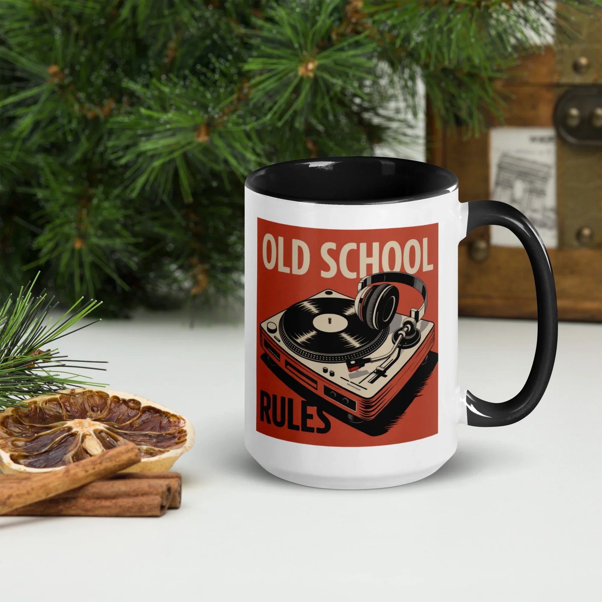 Old School Rules Mug – Vintage Vinyl DJ Vibes - RaZits