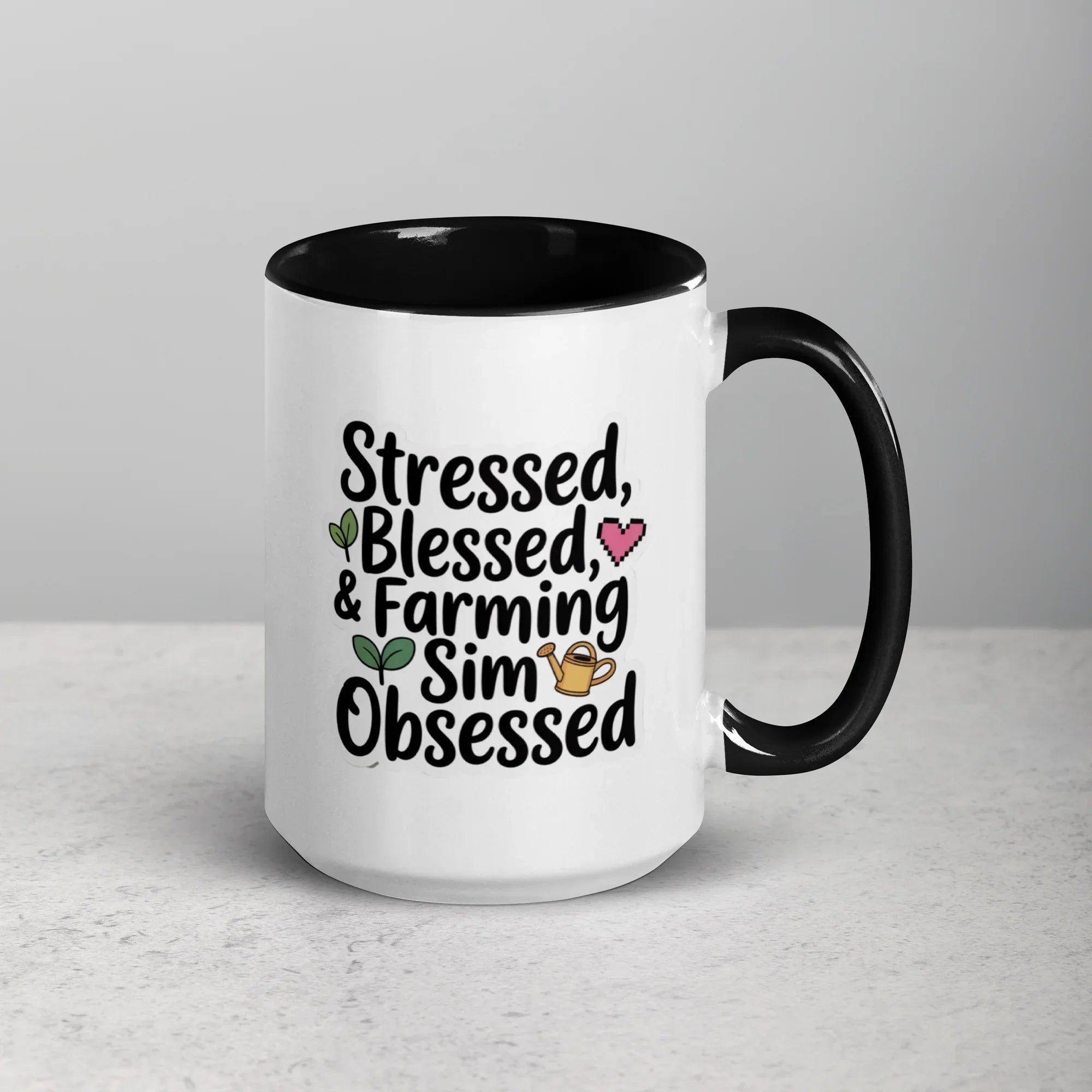 Stressed Blessed & Farming Sim Obsessed Design – Cozy Gamer Pixel Art Mug - RaZits