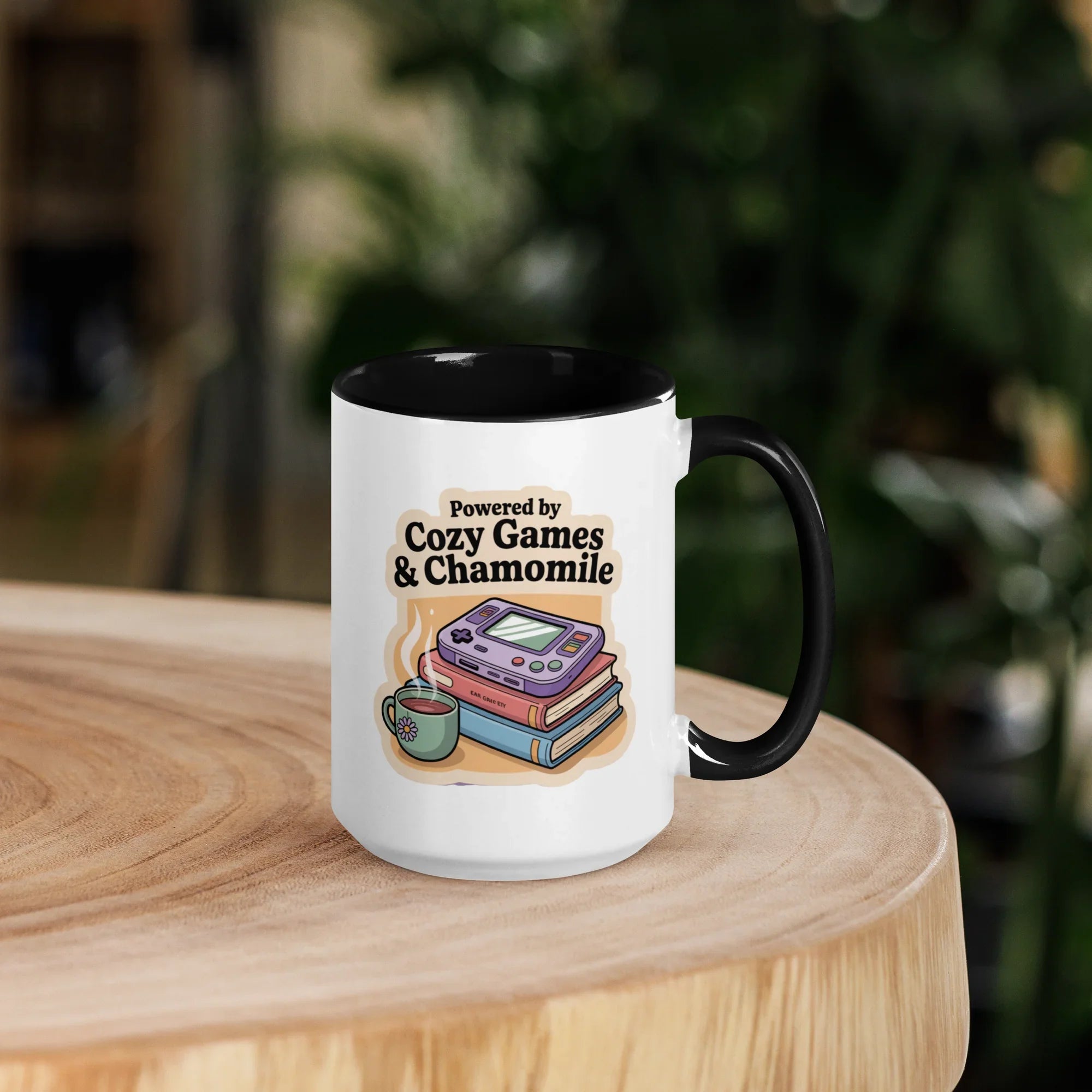 Powered by Cozy Games and Chamomile – Wholesome Gamer Design Mug - RaZits