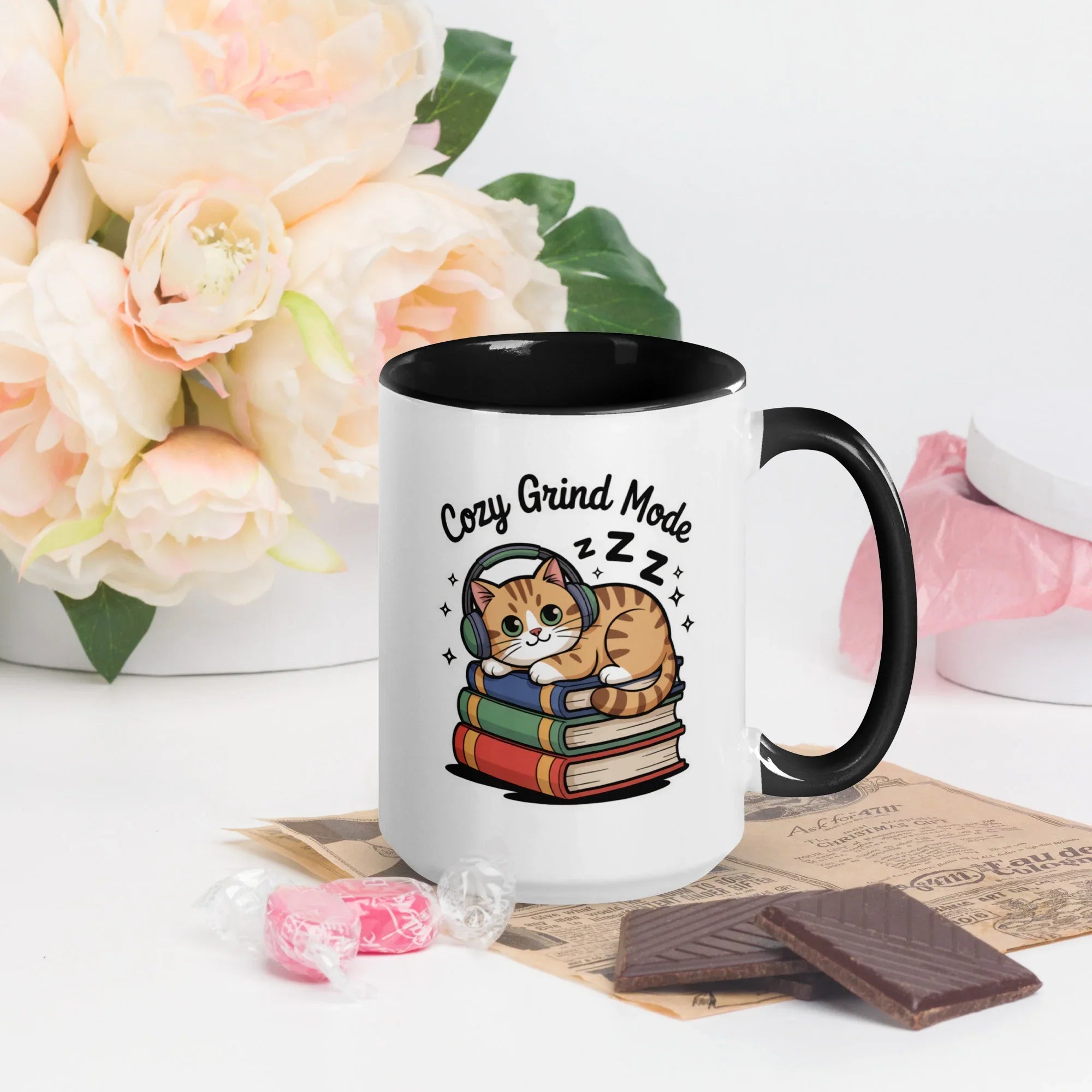 Cozy Grind Mode Cat Mug – Chill Gamer Cat Design for Study and Stream Sessions - RaZits