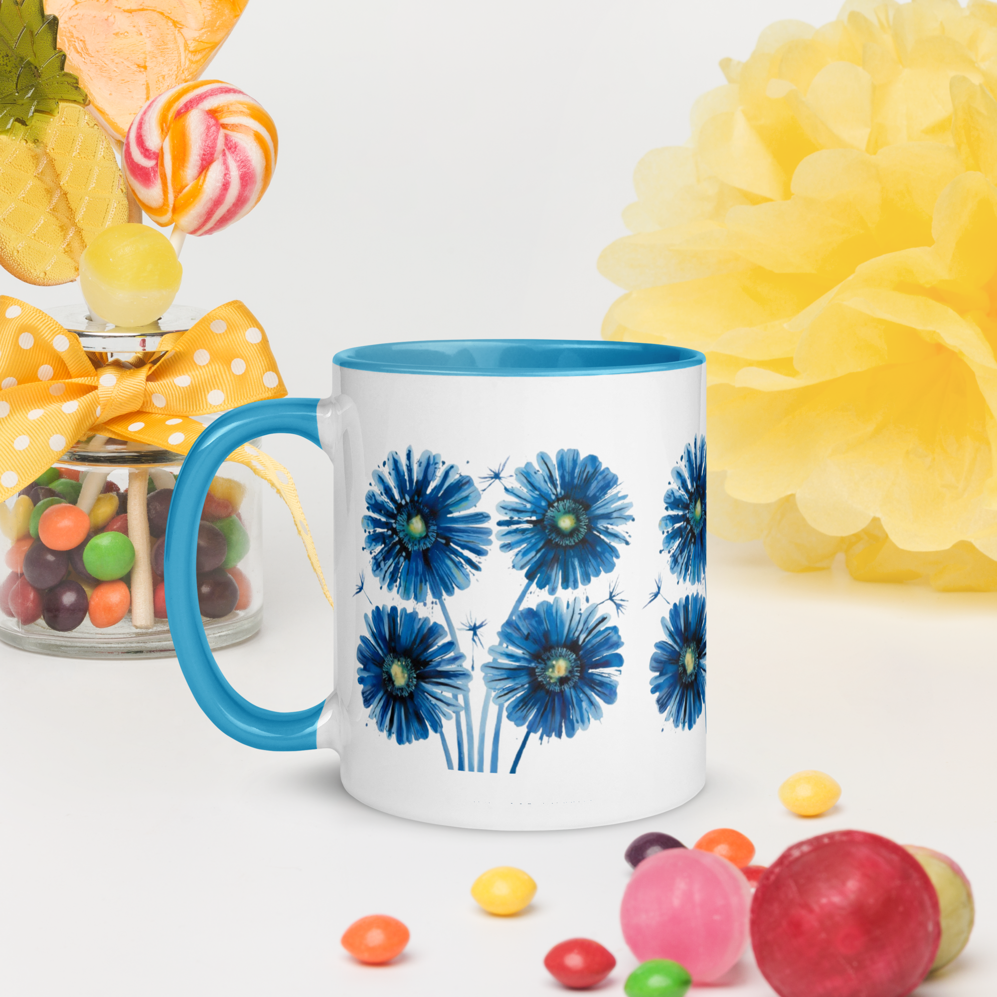 Blue Painting Coffee Mug – Artistic Ceramic Mug with Color Inside Description:.