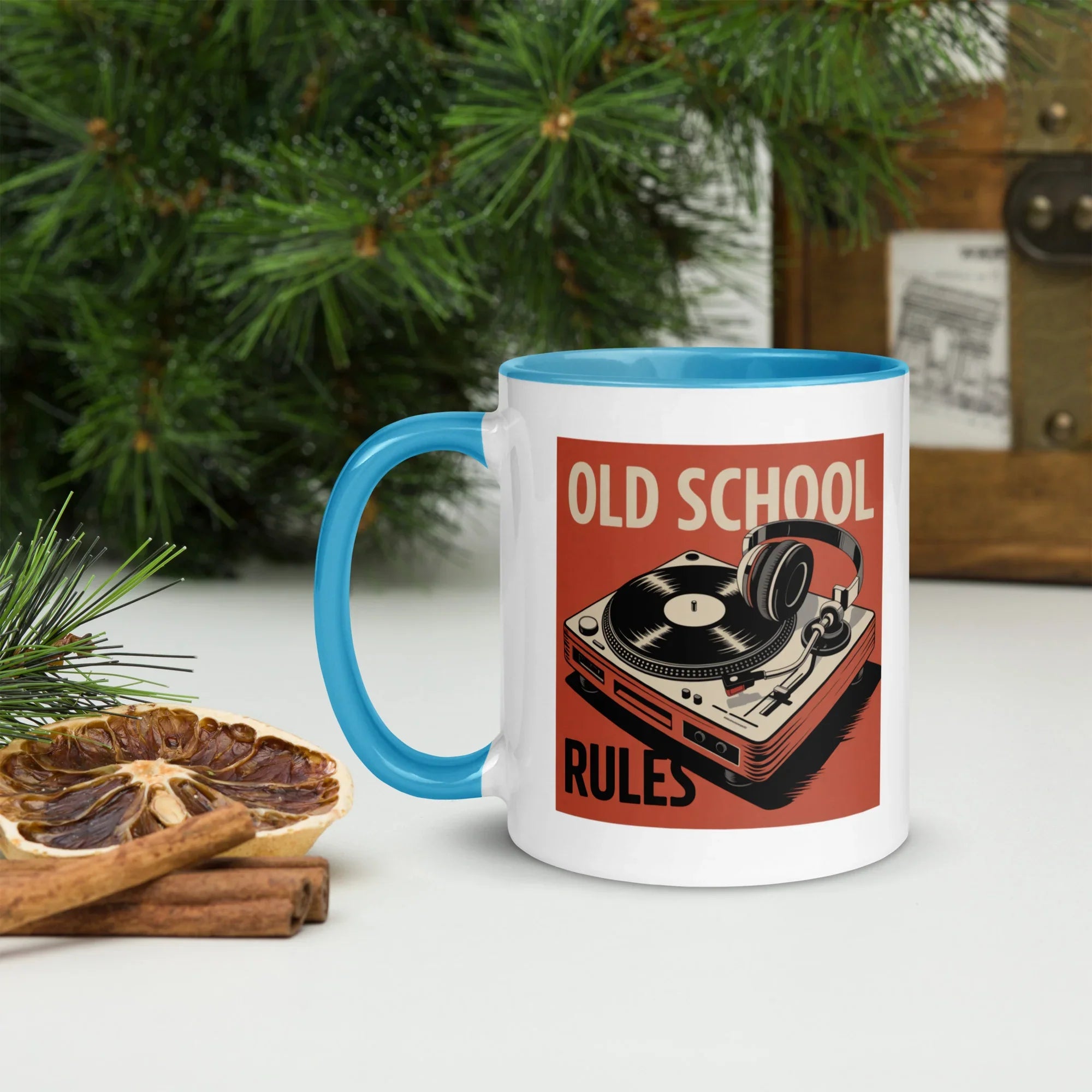 Old School Rules Mug – Vintage Vinyl DJ Vibes - RaZits