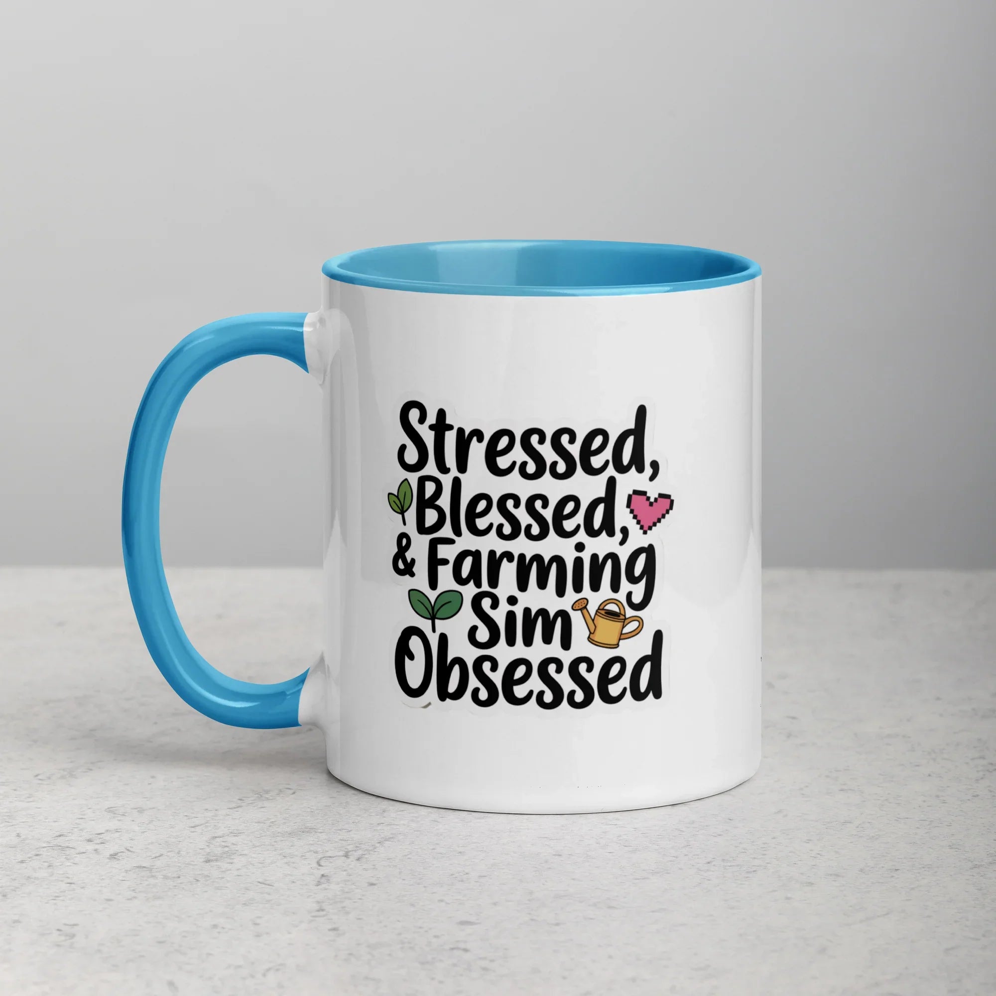 Stressed Blessed & Farming Sim Obsessed Design – Cozy Gamer Pixel Art Mug - RaZits