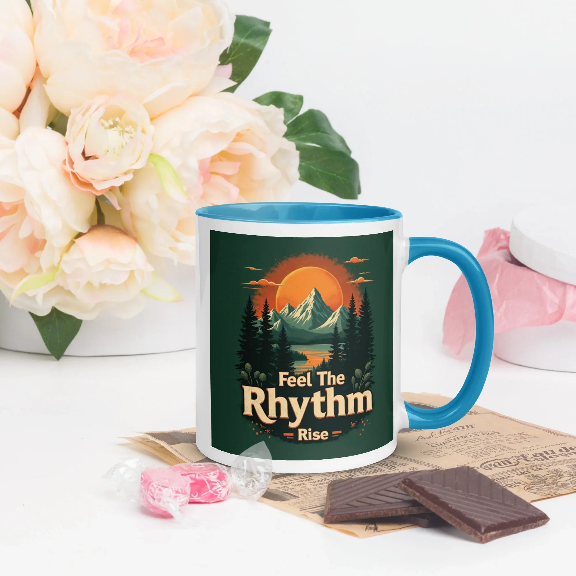 Feel The Rhythm Rise Mug – Nature-Inspired Sunrise Groove - RaZits