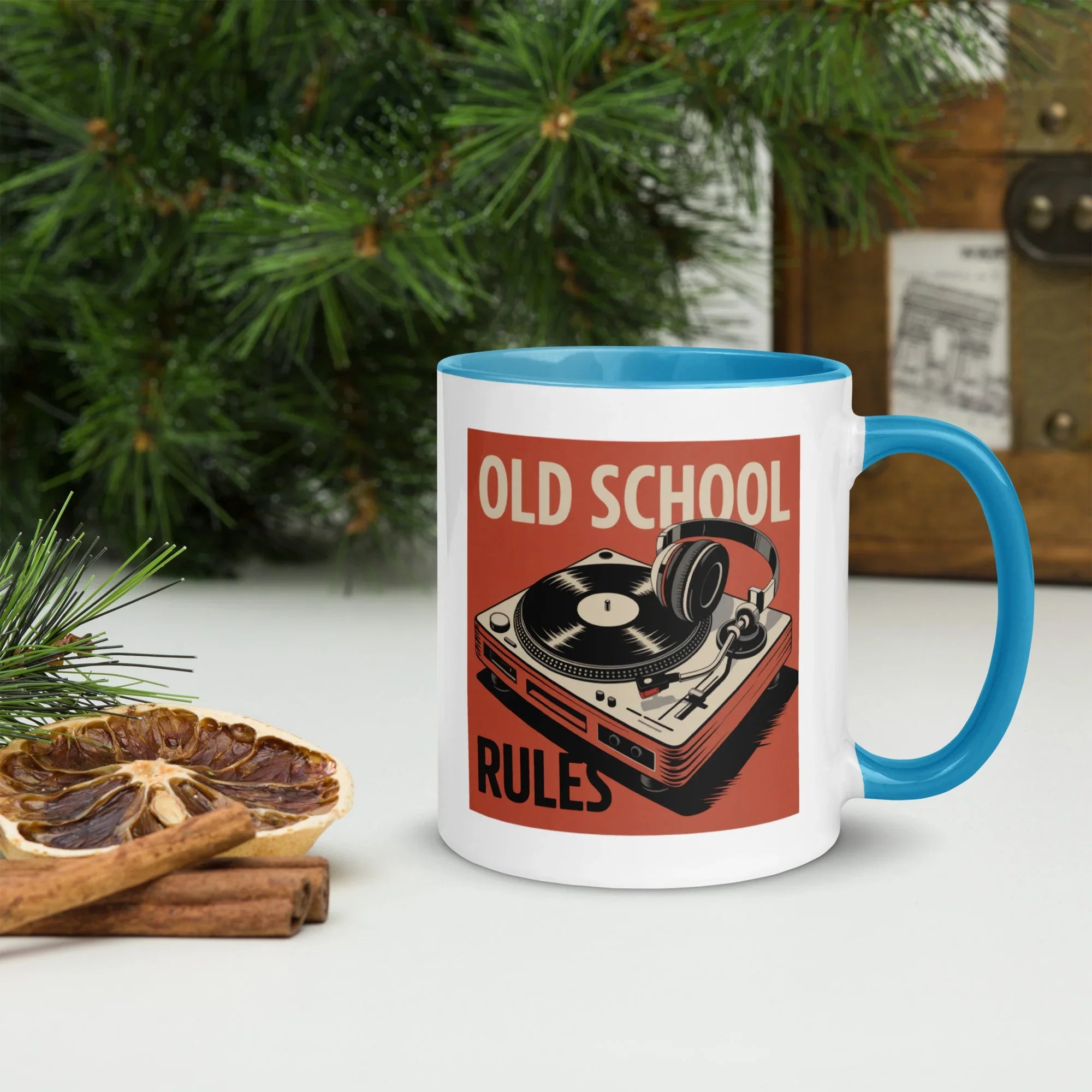 Old School Rules Mug – Vintage Vinyl DJ Vibes - RaZits