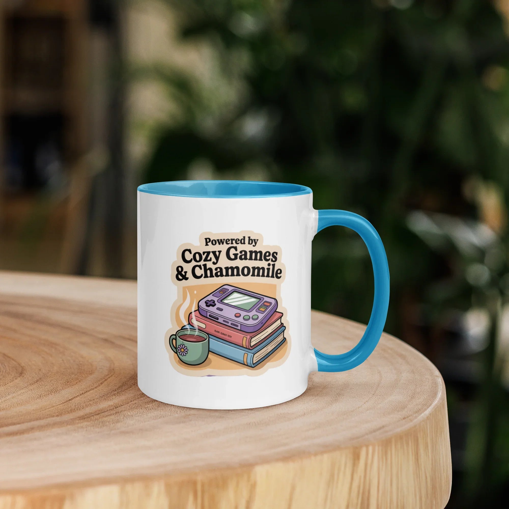 Powered by Cozy Games and Chamomile – Wholesome Gamer Design Mug - RaZits