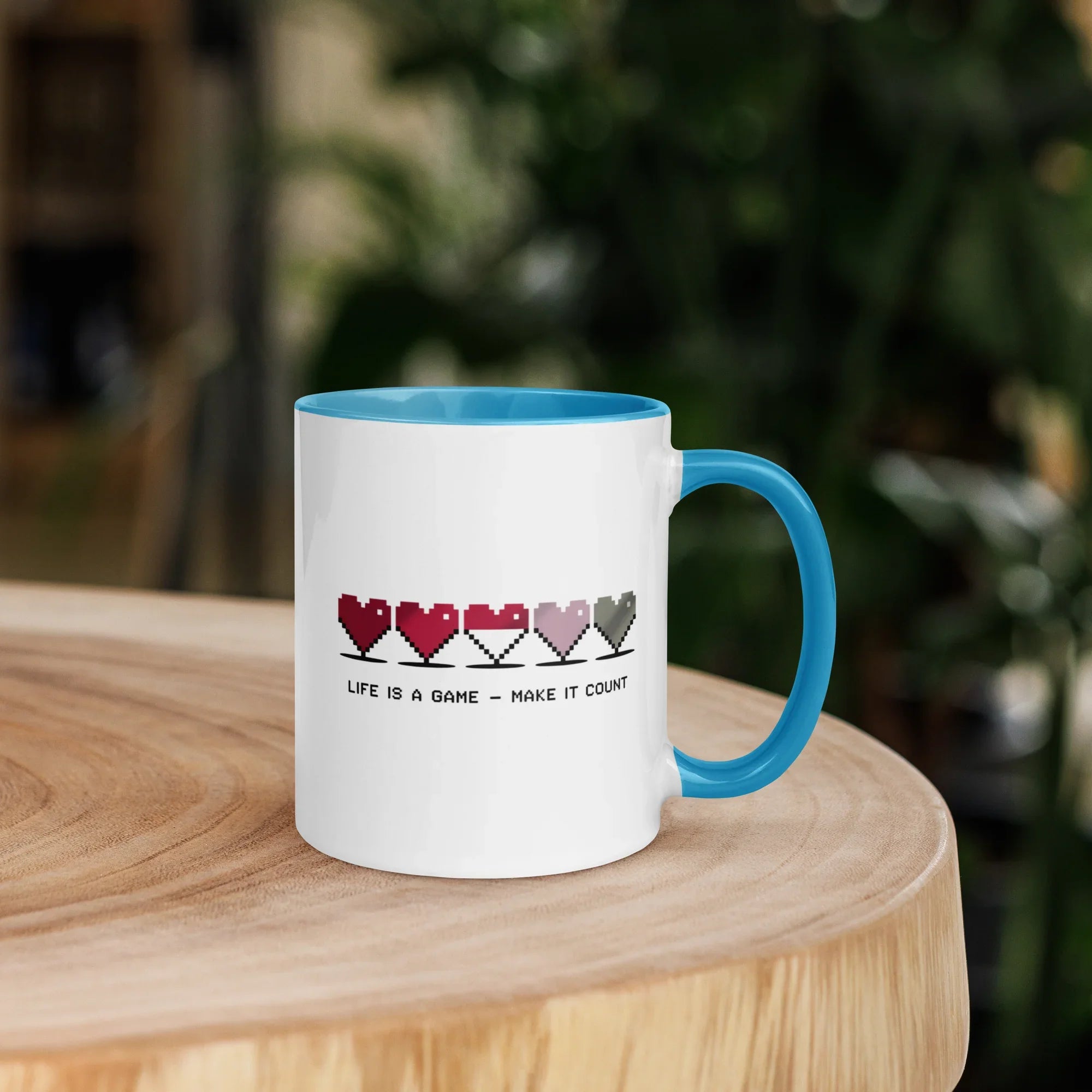 Life is a Game – Make It Count Pixel Heart Mug - RaZits