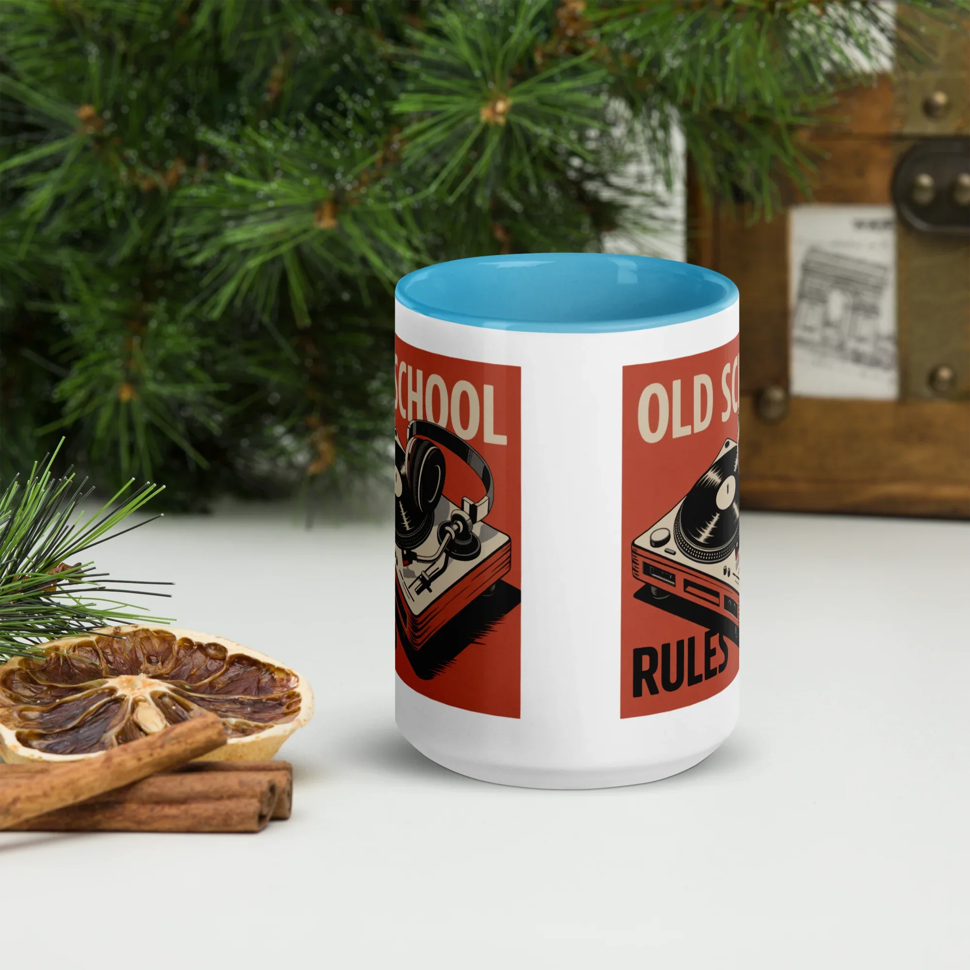 Old School Rules Mug – Vintage Vinyl DJ Vibes - RaZits