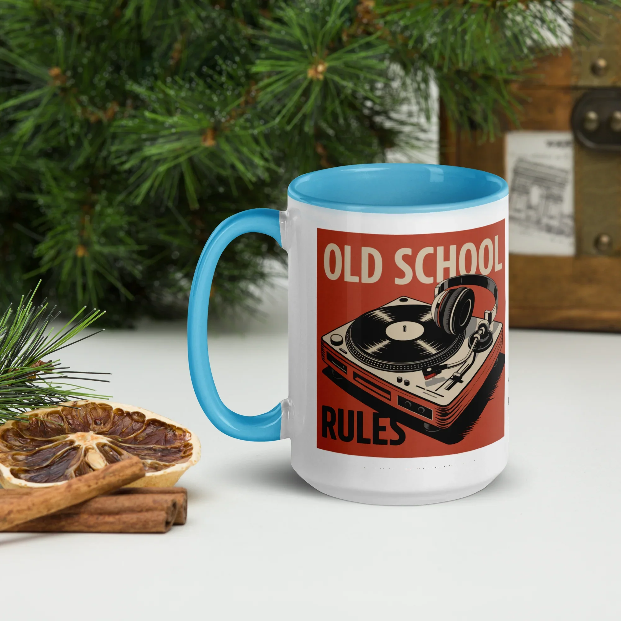 Old School Rules Mug – Vintage Vinyl DJ Vibes - RaZits