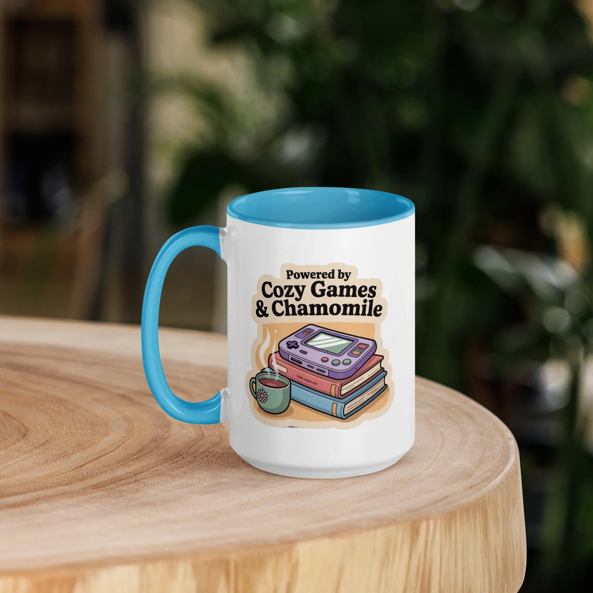 Powered by Cozy Games and Chamomile – Wholesome Gamer Design Mug - RaZits