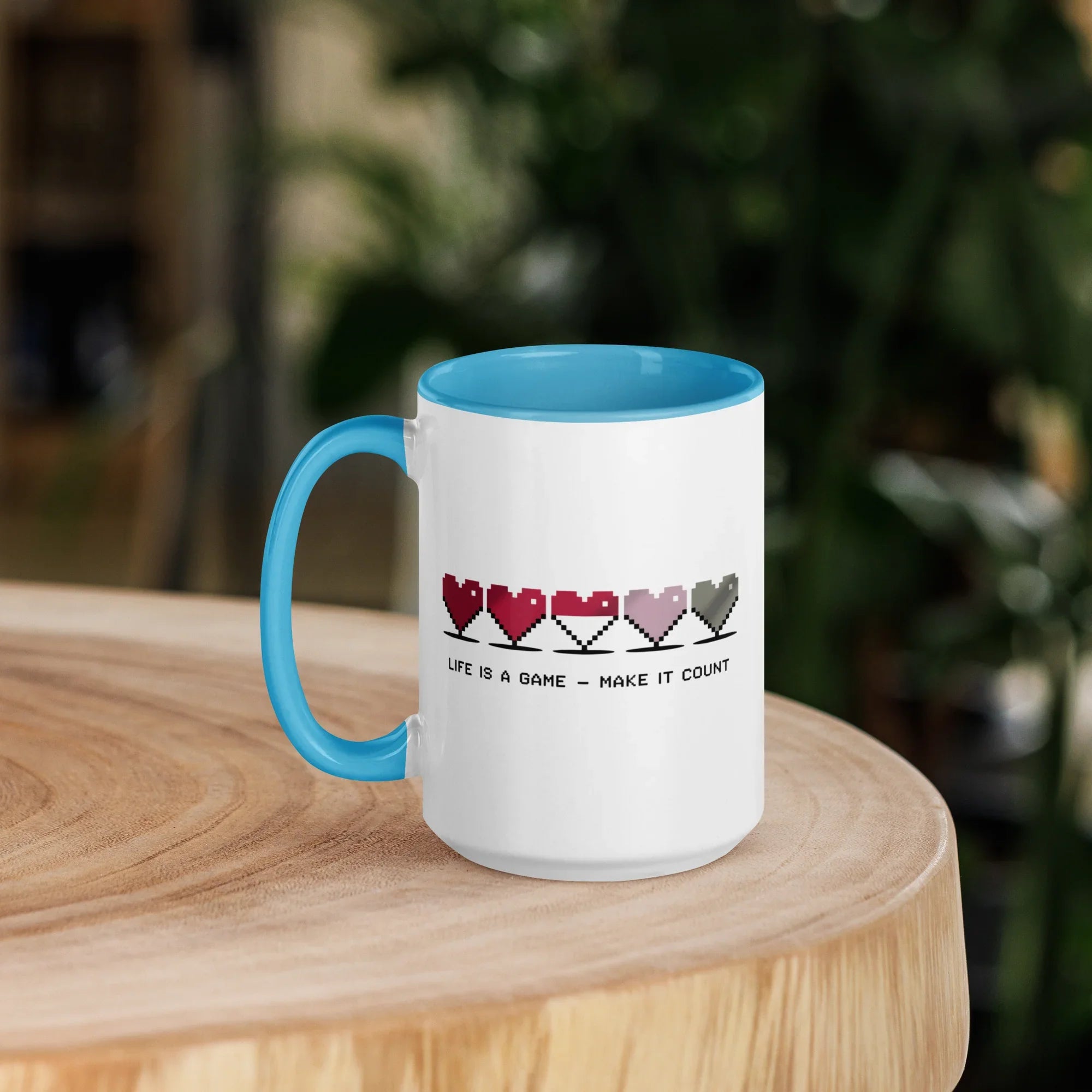 Life is a Game – Make It Count Pixel Heart Mug - RaZits