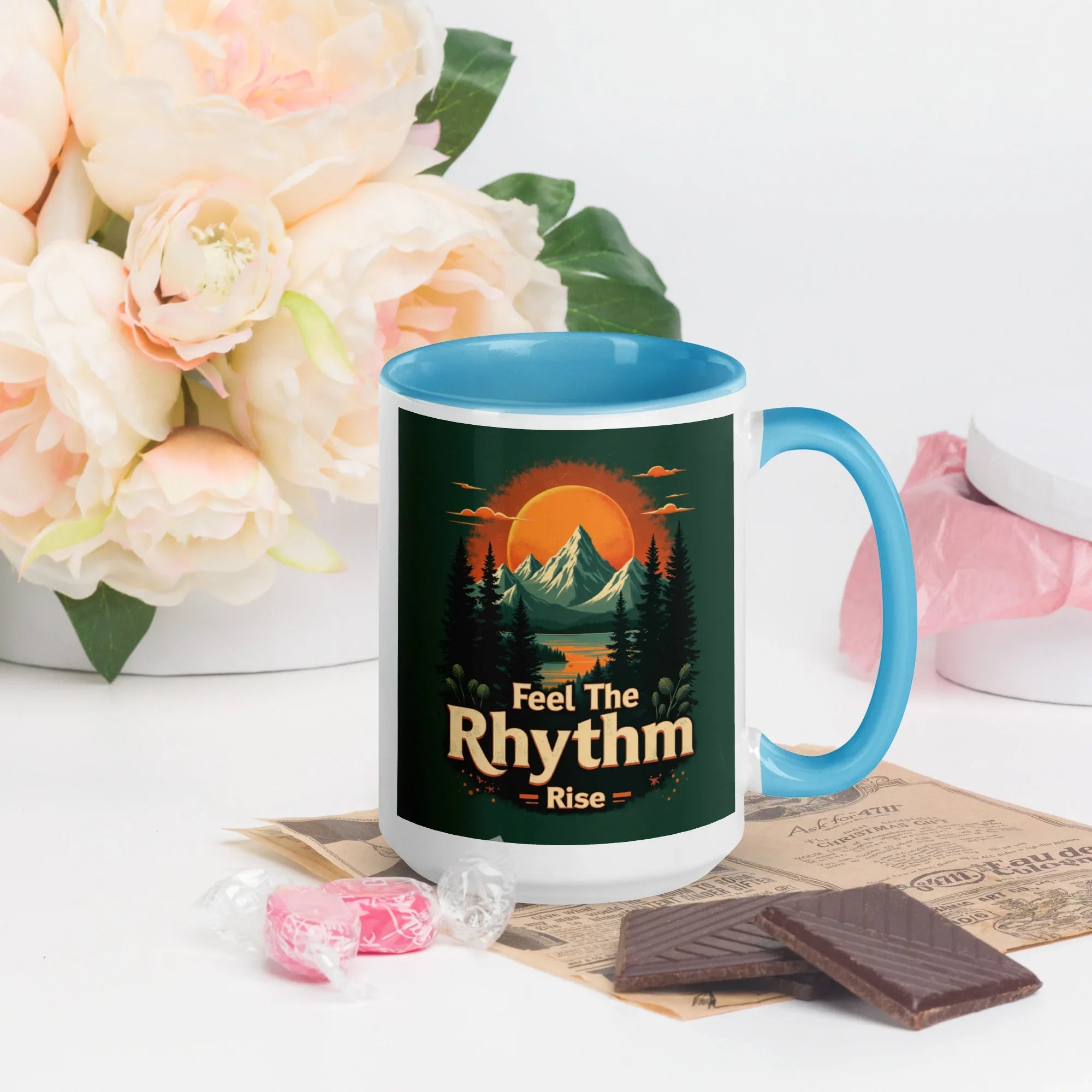 Feel The Rhythm Rise Mug – Nature-Inspired Sunrise Groove - RaZits