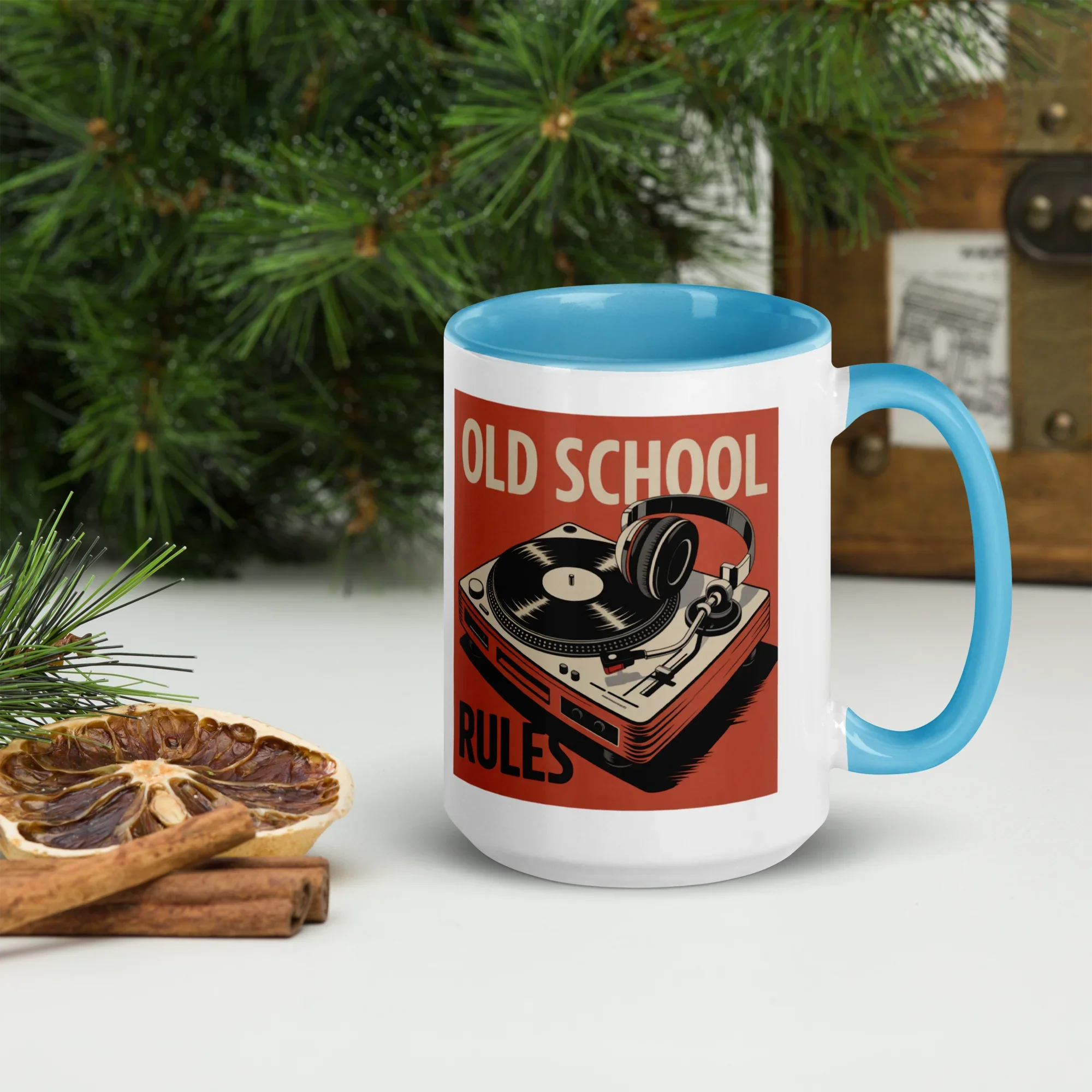 Old School Rules Mug – Vintage Vinyl DJ Vibes - RaZits