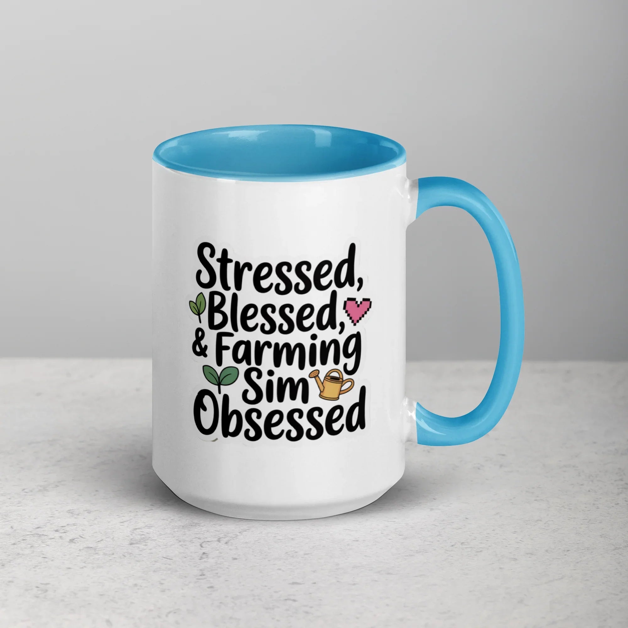 Stressed Blessed & Farming Sim Obsessed Design – Cozy Gamer Pixel Art Mug - RaZits