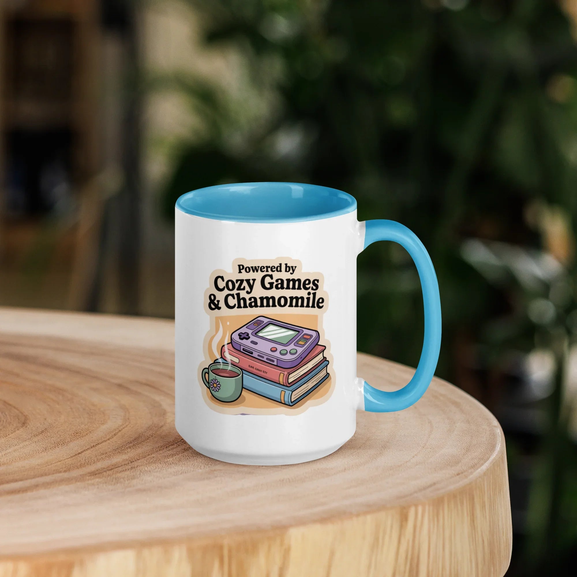 Powered by Cozy Games and Chamomile – Wholesome Gamer Design Mug - RaZits