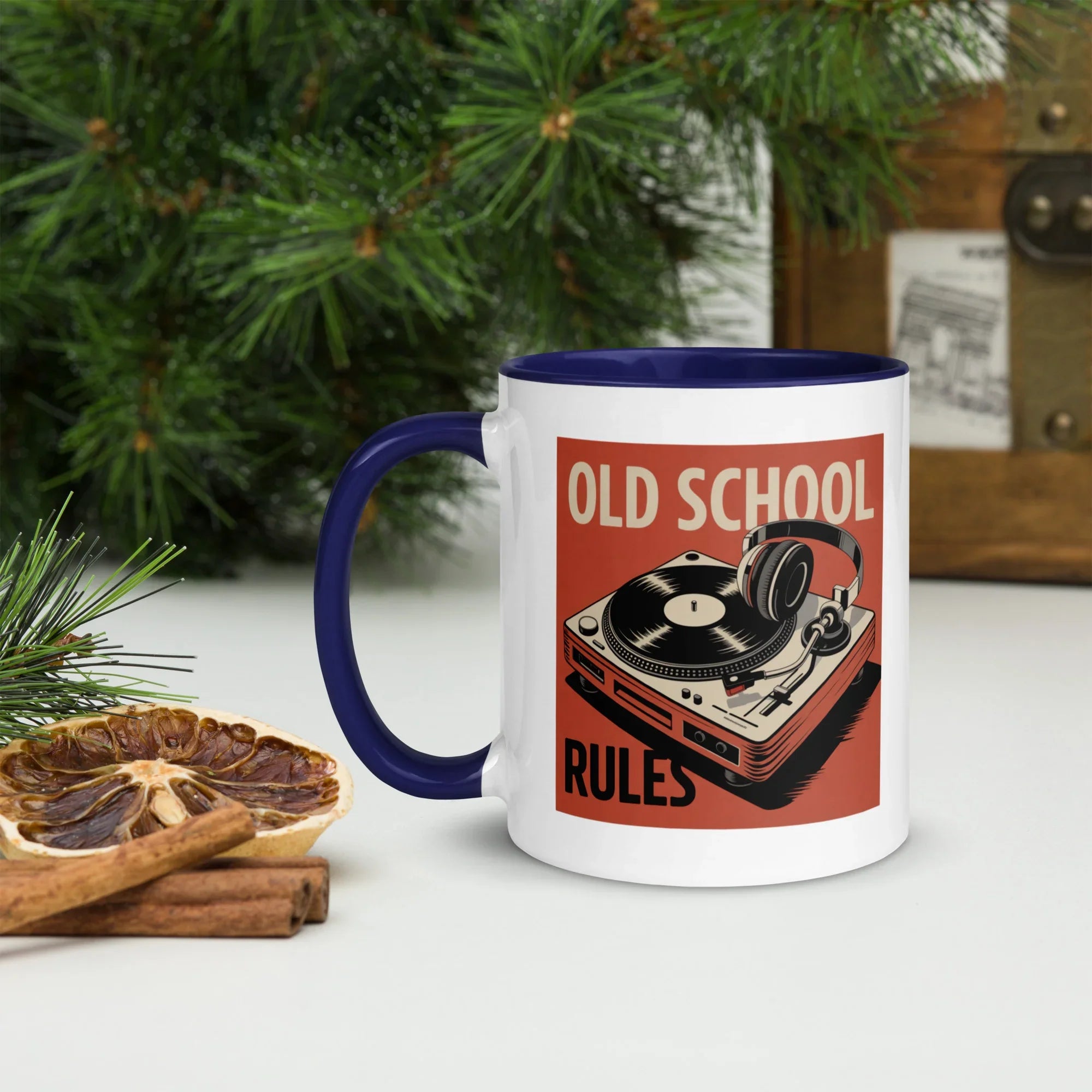 Old School Rules Mug – Vintage Vinyl DJ Vibes - RaZits