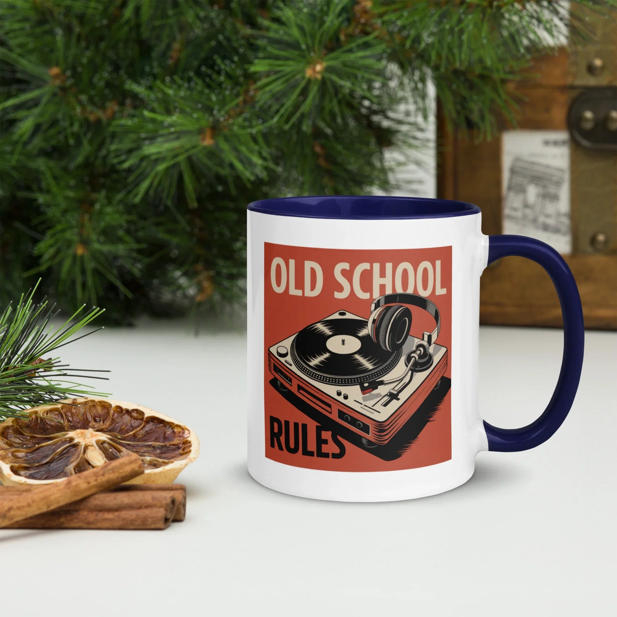 Old School Rules Mug – Vintage Vinyl DJ Vibes - RaZits