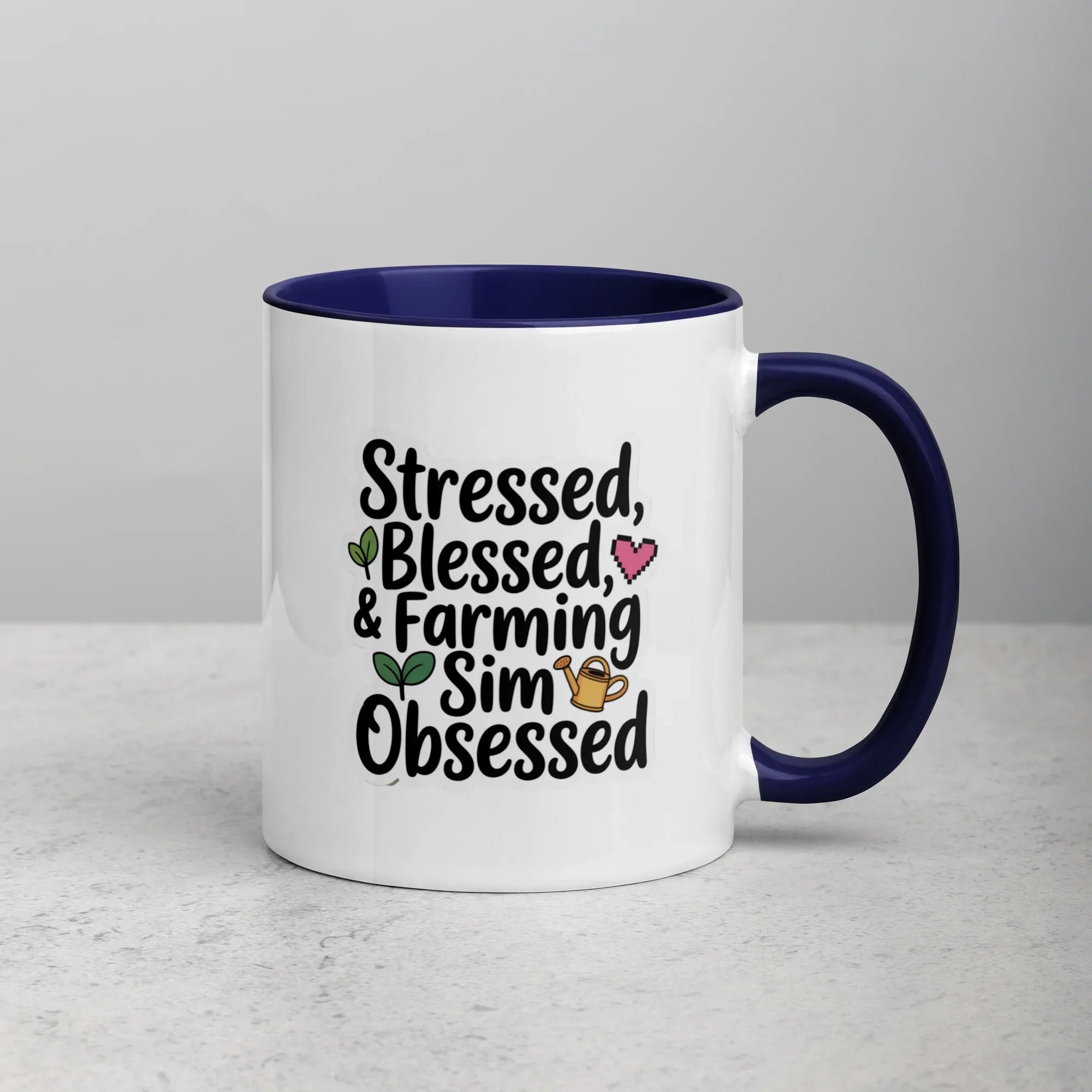 Stressed Blessed & Farming Sim Obsessed Design – Cozy Gamer Pixel Art Mug - RaZits