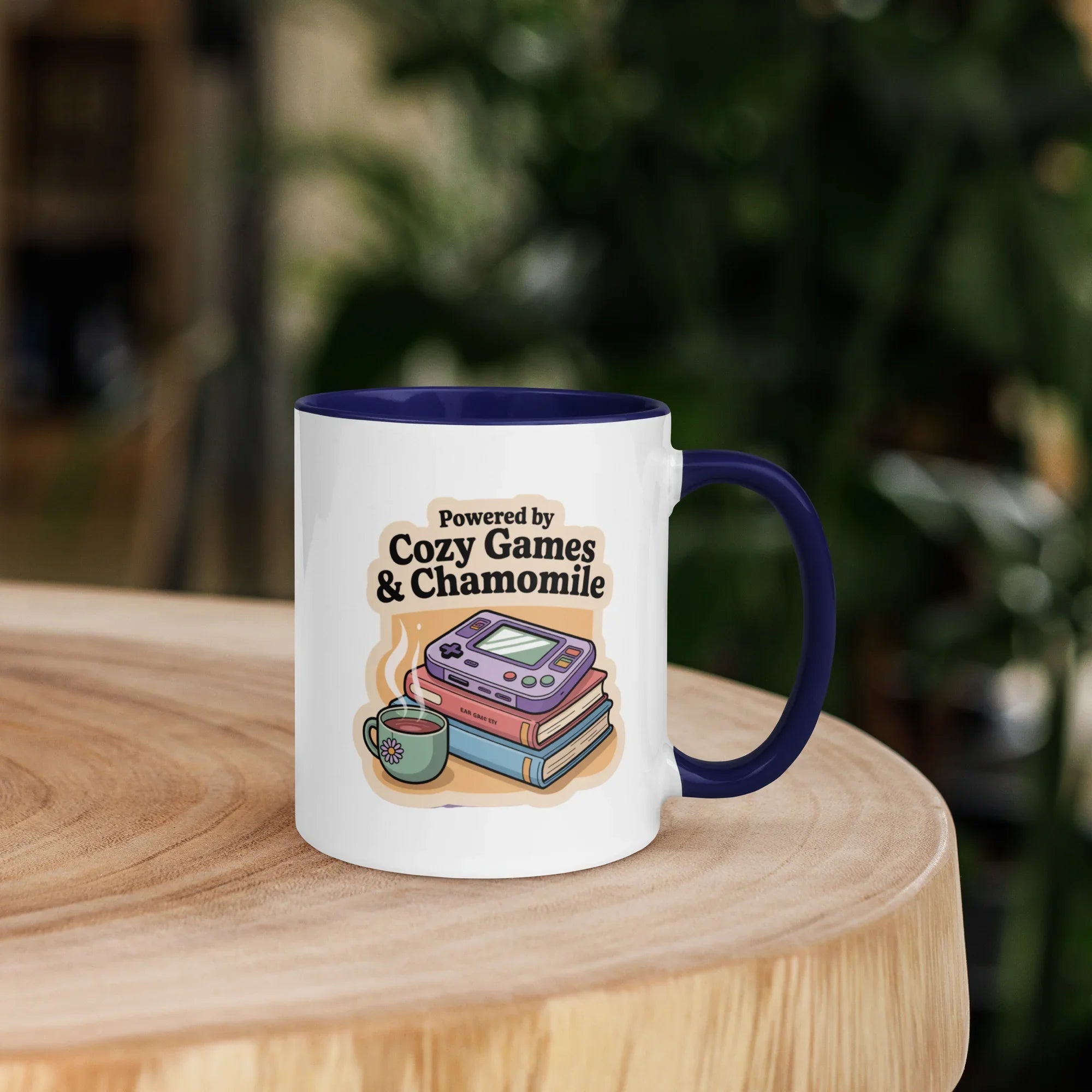 Powered by Cozy Games and Chamomile – Wholesome Gamer Design Mug - RaZits