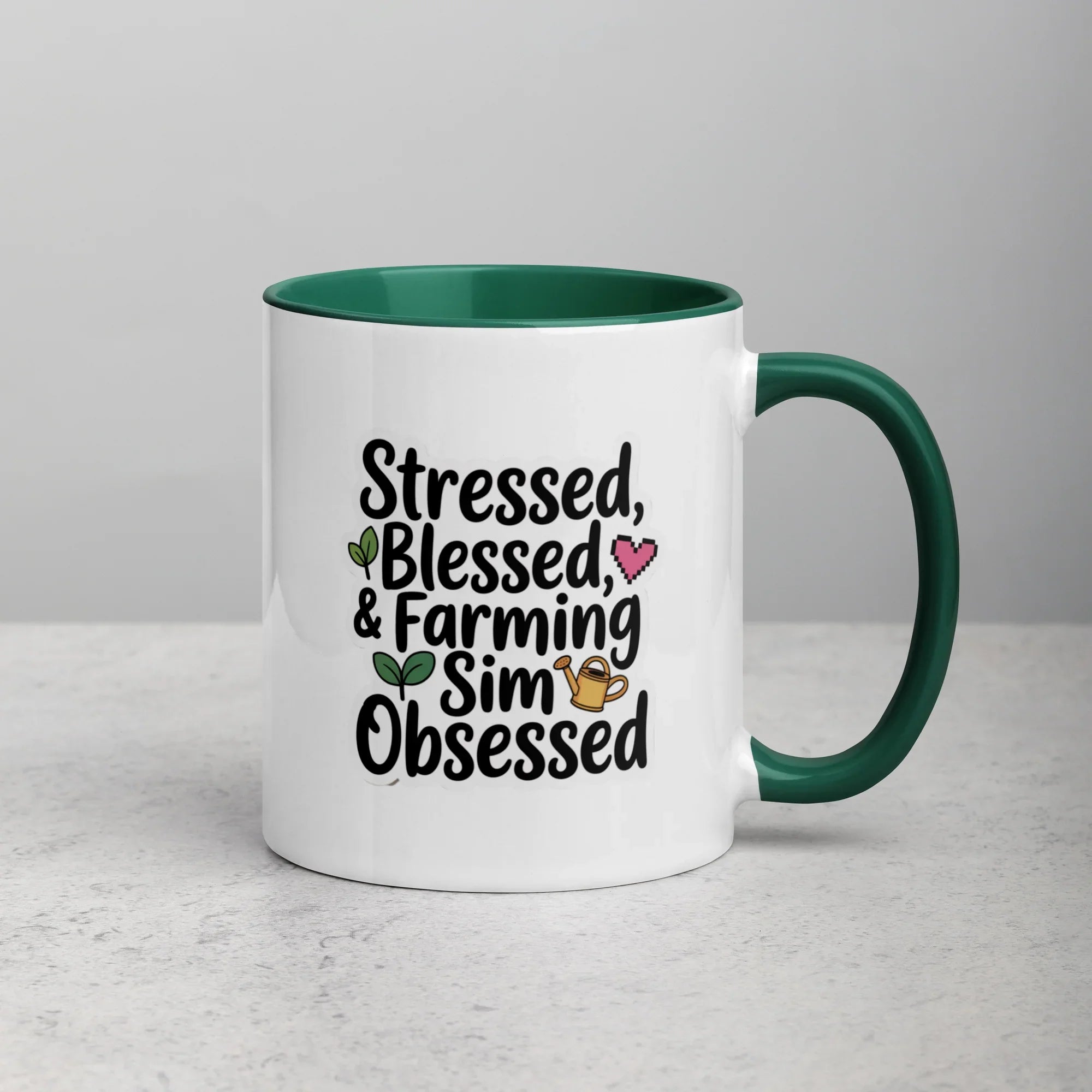 Stressed Blessed & Farming Sim Obsessed Design – Cozy Gamer Pixel Art Mug - RaZits