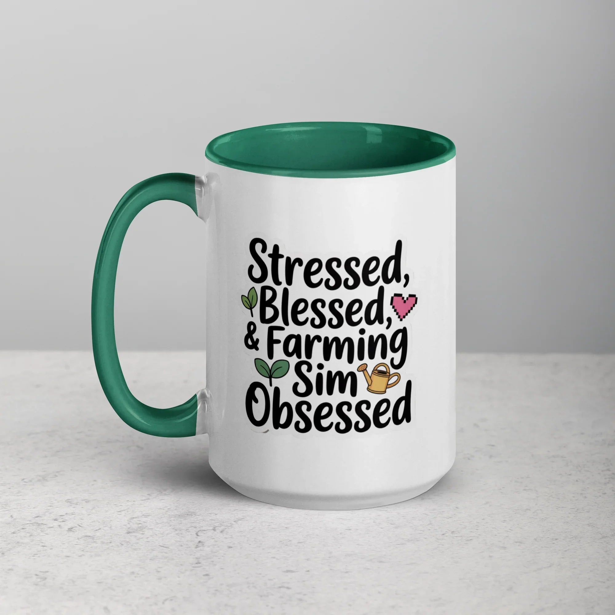 Stressed Blessed & Farming Sim Obsessed Design – Cozy Gamer Pixel Art Mug - RaZits