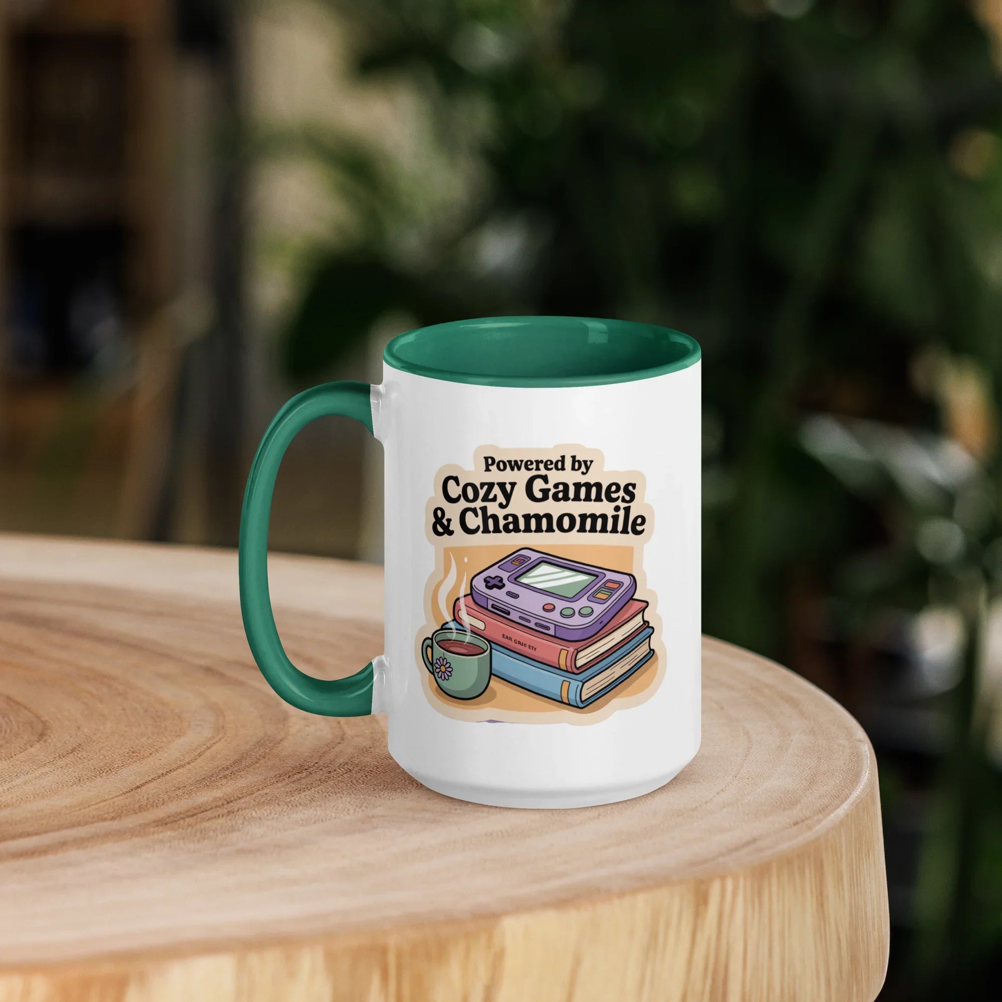 Powered by Cozy Games and Chamomile – Wholesome Gamer Design Mug - RaZits